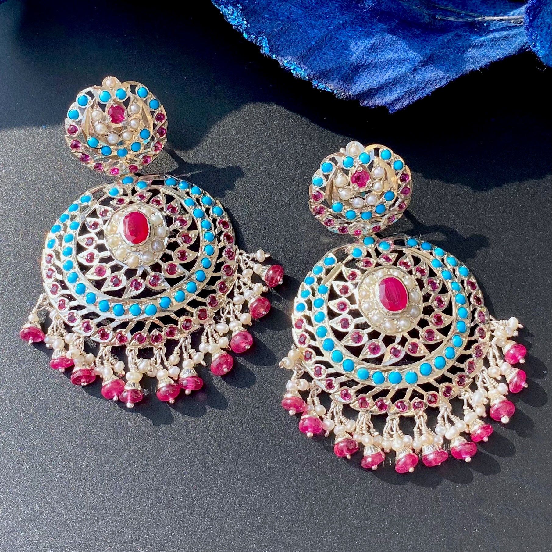 colorful silver earrings