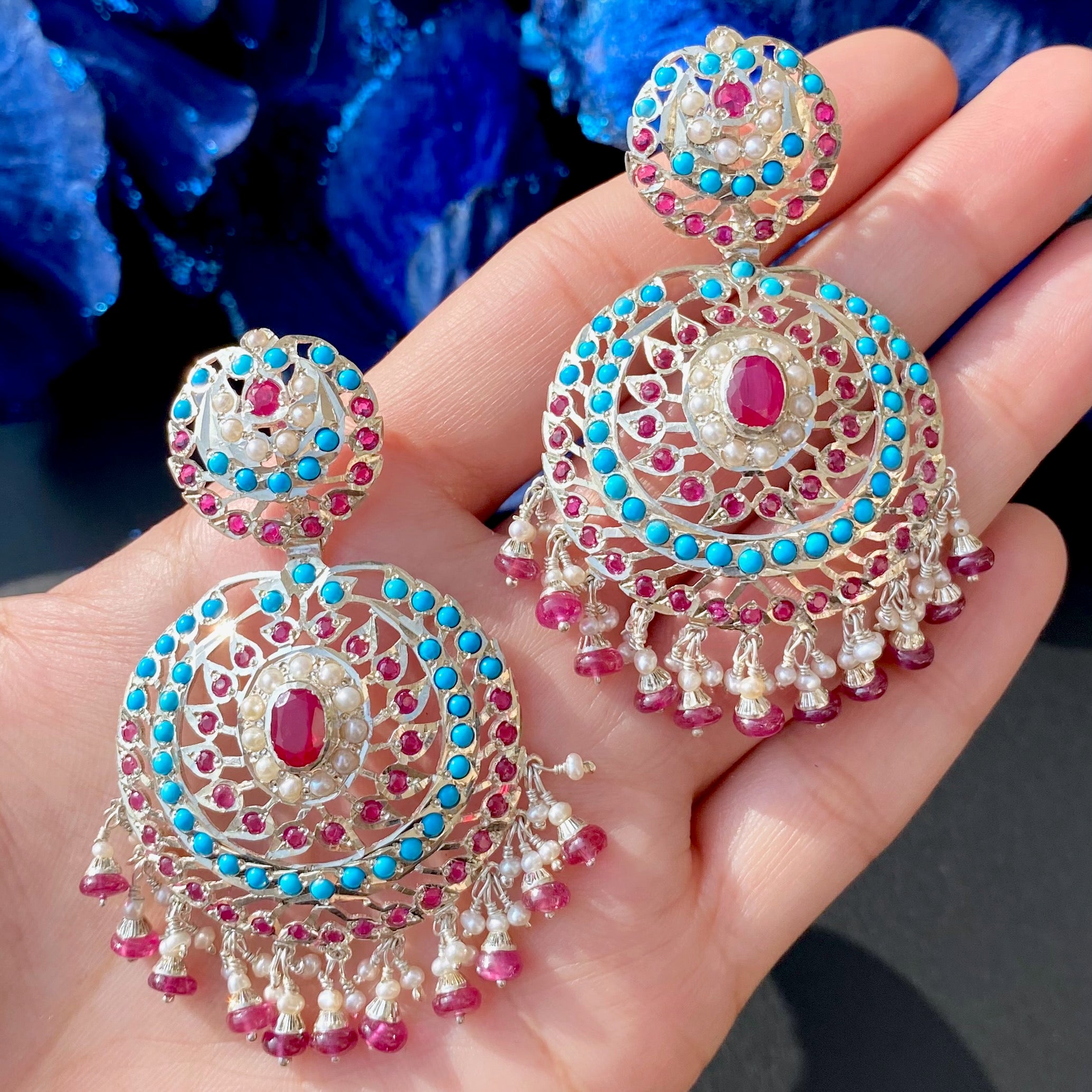 colorful silver earrings
