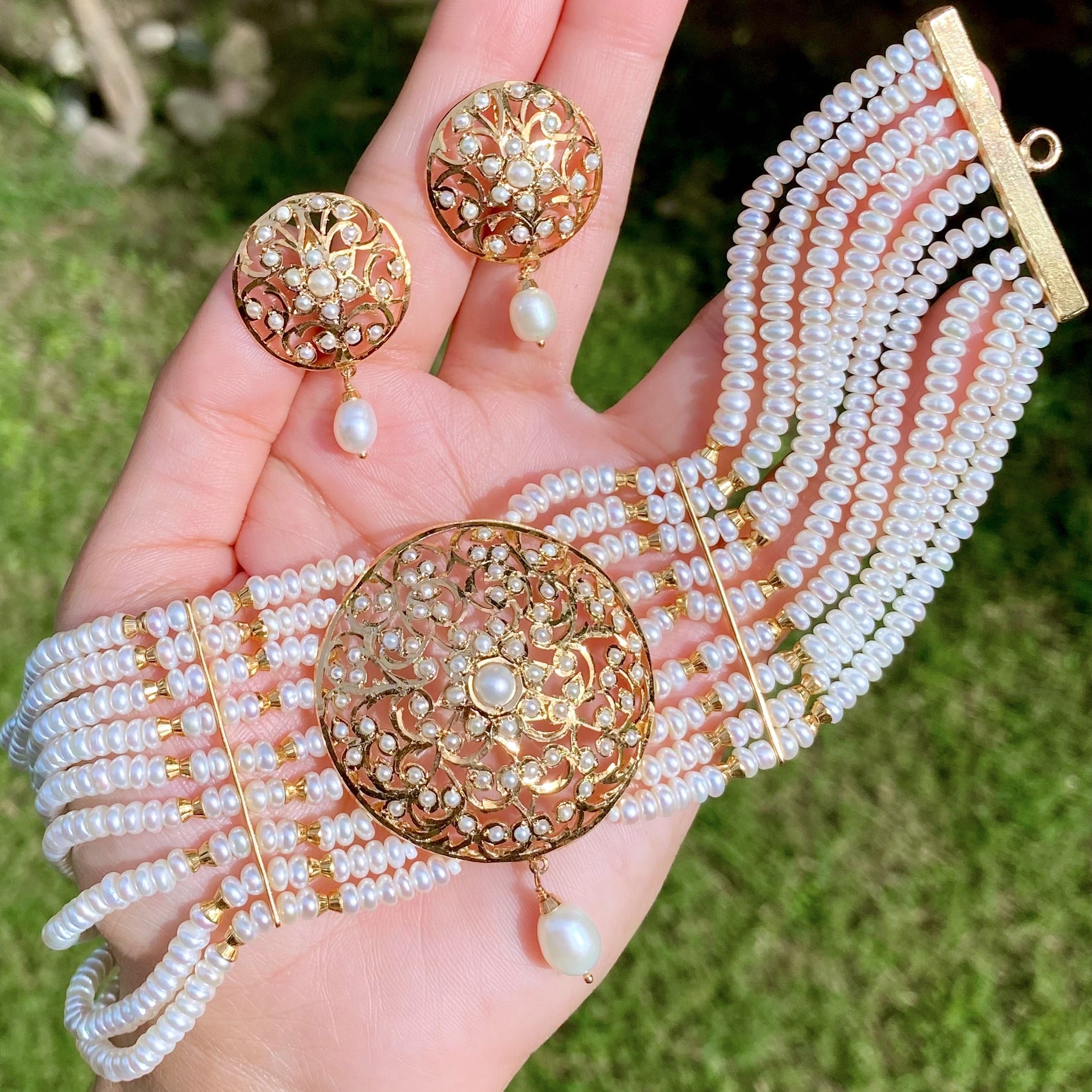 Pearl Choker Set for Women | Affordable Indian Handmade Jewelry NS 427