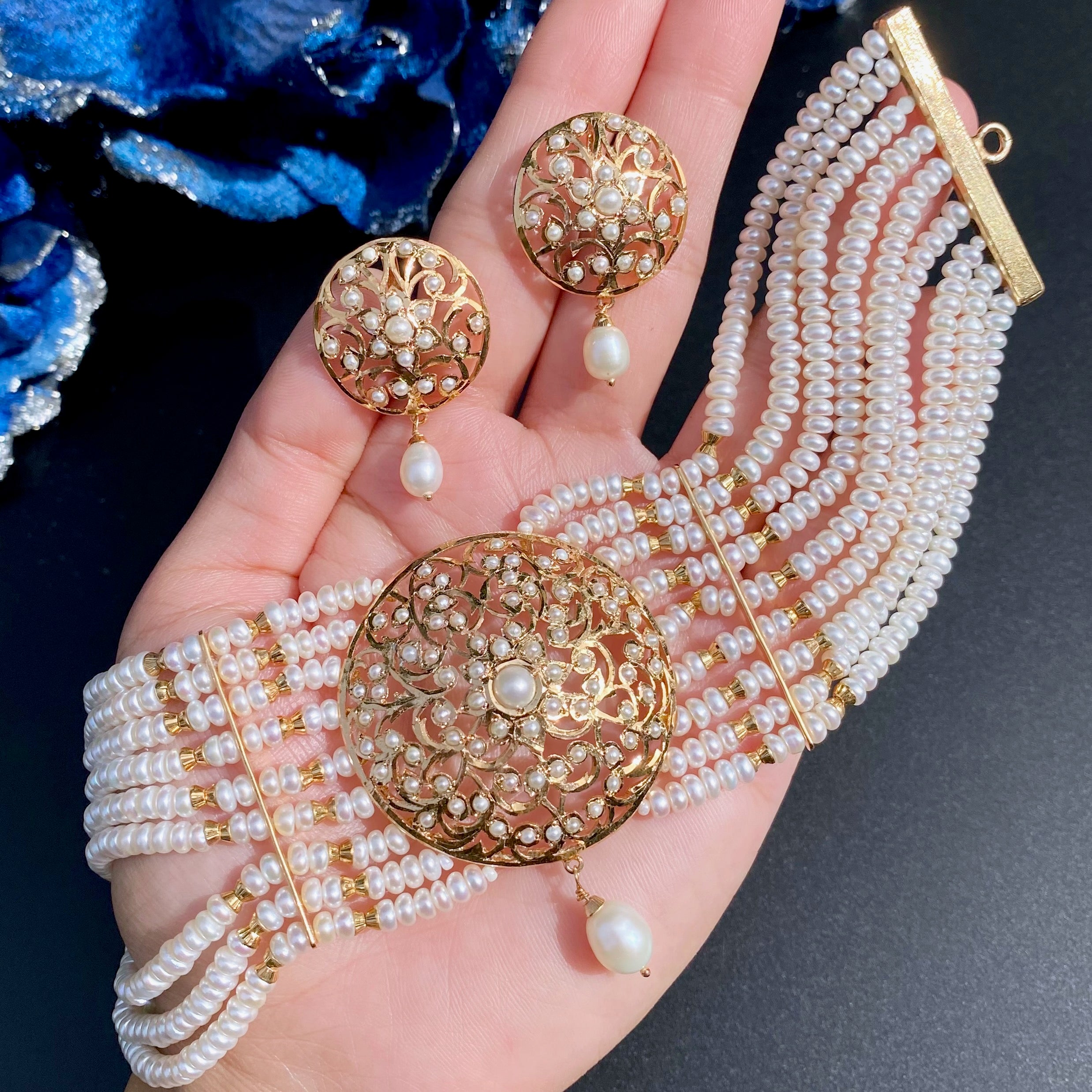 Pearl Choker Set for Women | Affordable Indian Handmade Jewelry NS 427