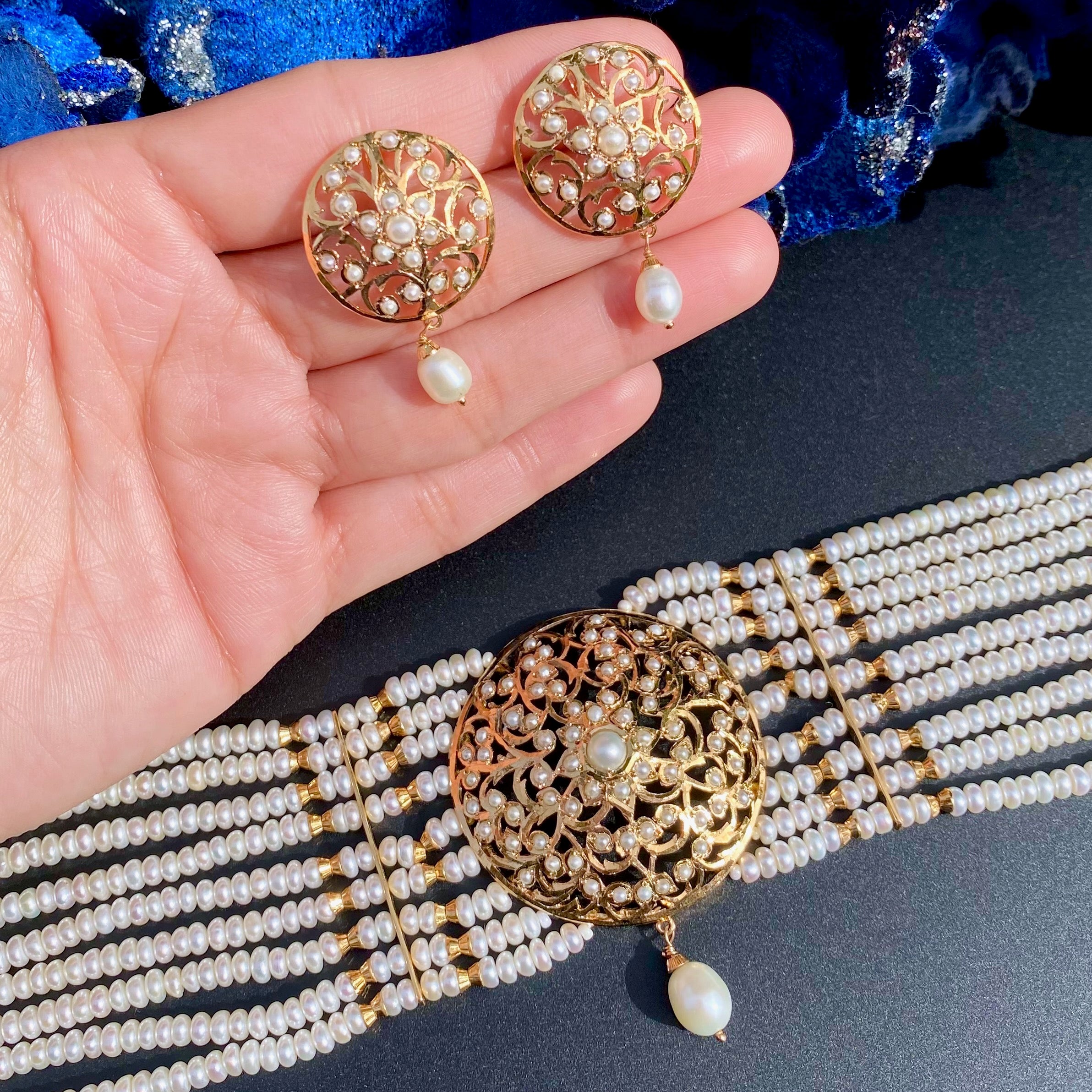 Pearl Choker Set for Women | Affordable Indian Handmade Jewelry NS 427