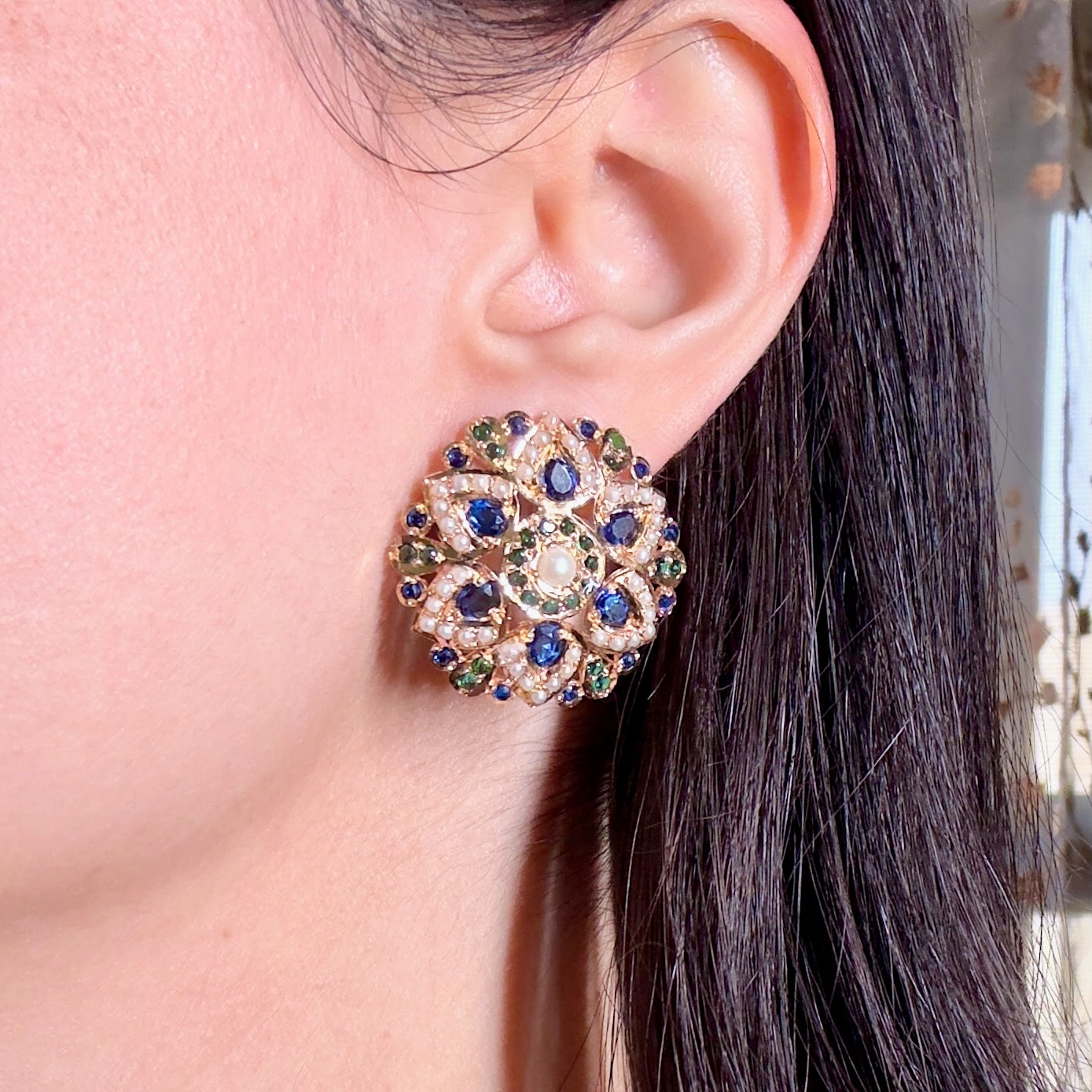 Womens Stud Earrings | Gold Plated on Silver | Jadau Earrings ER 485