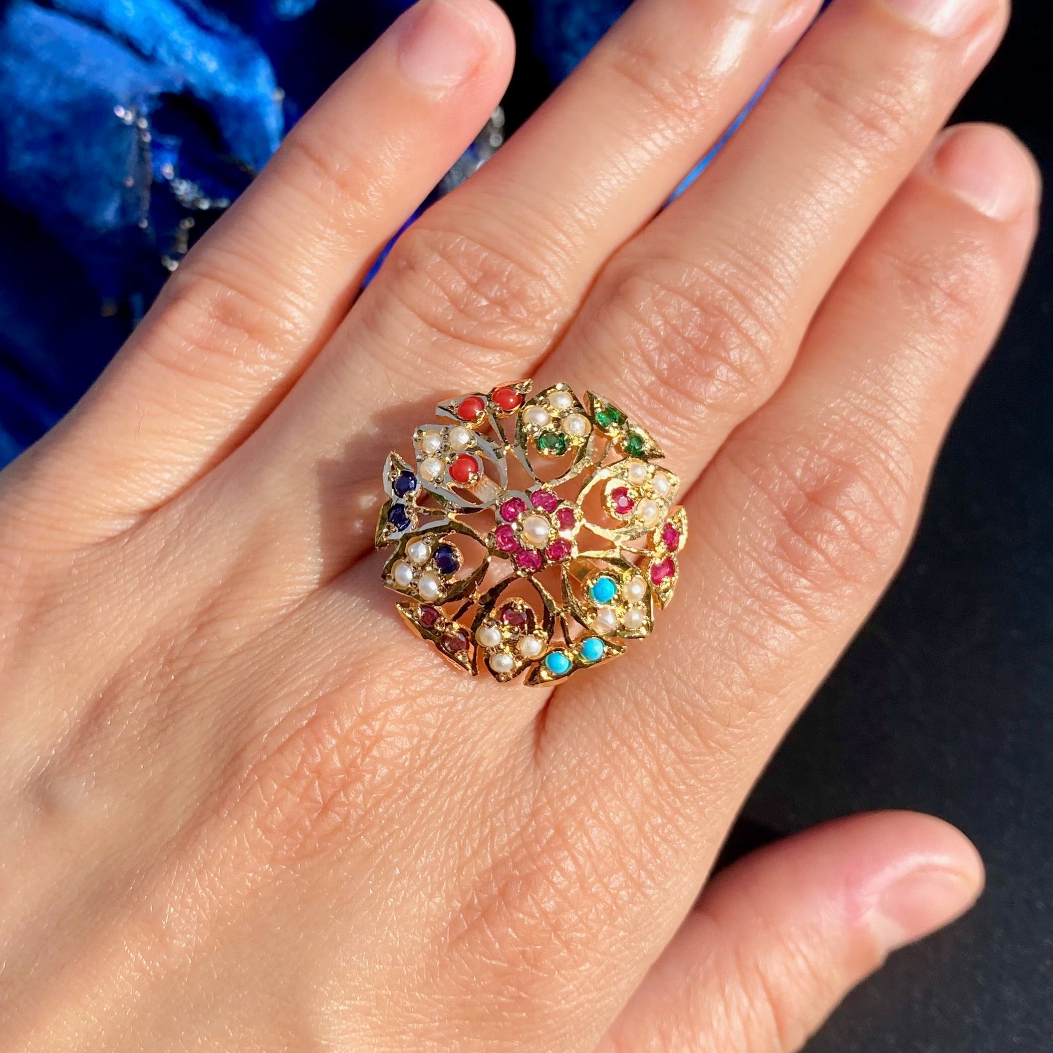 Gold Plated Jadau Ring BLR 006