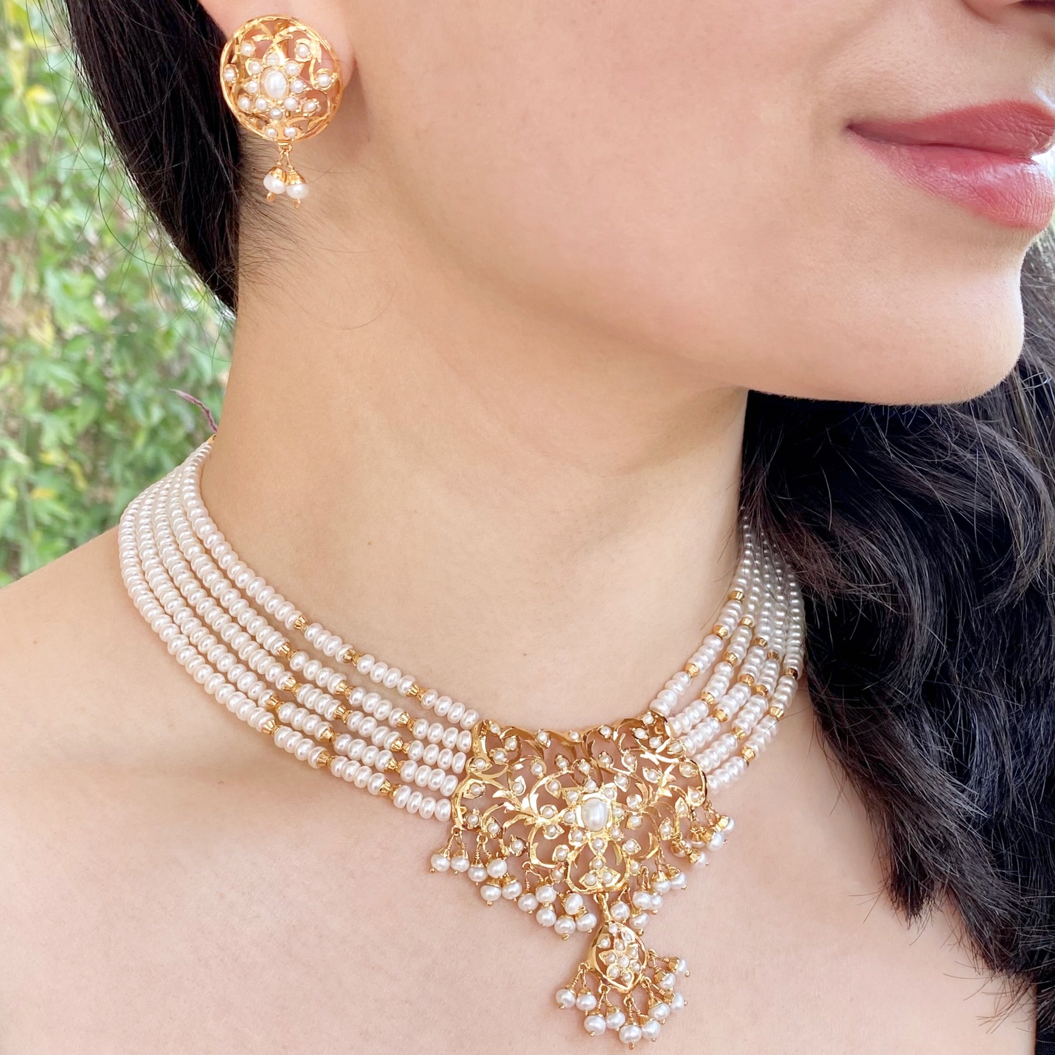 womens pearl choker set
