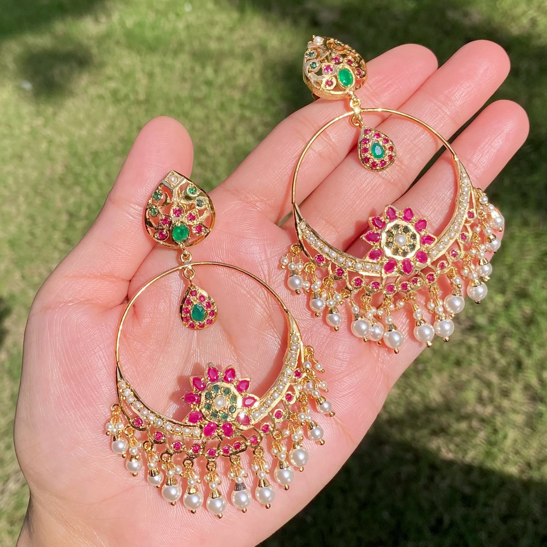 Gold Plated Earrings For Women | Immination Jadau Jewelry BER 029
