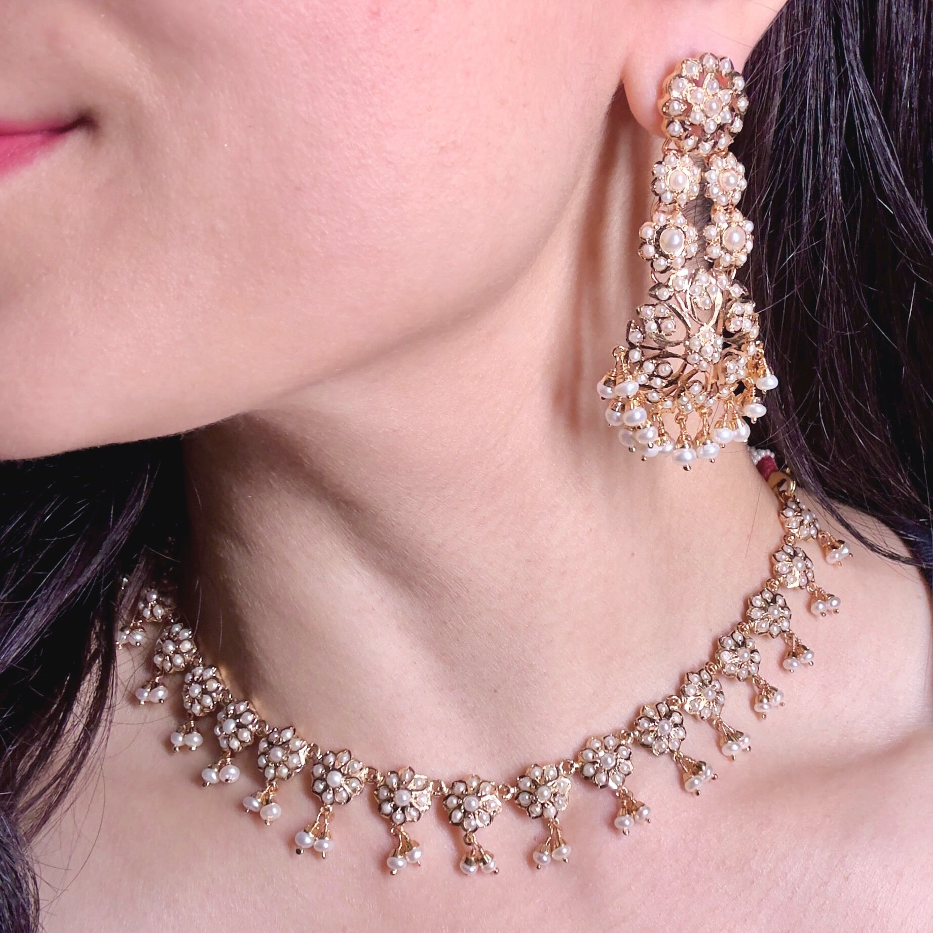 Pearl Set For Women | Fine Gold Plated Indian Pearl Jewelry NS 374