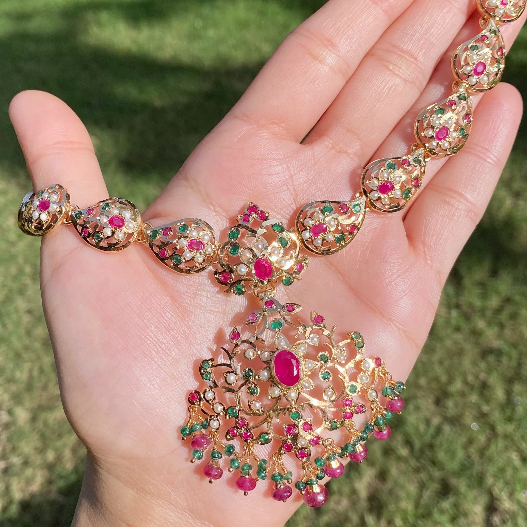 Classic Indian Necklace Set | Gold Plated on Silver NS 429