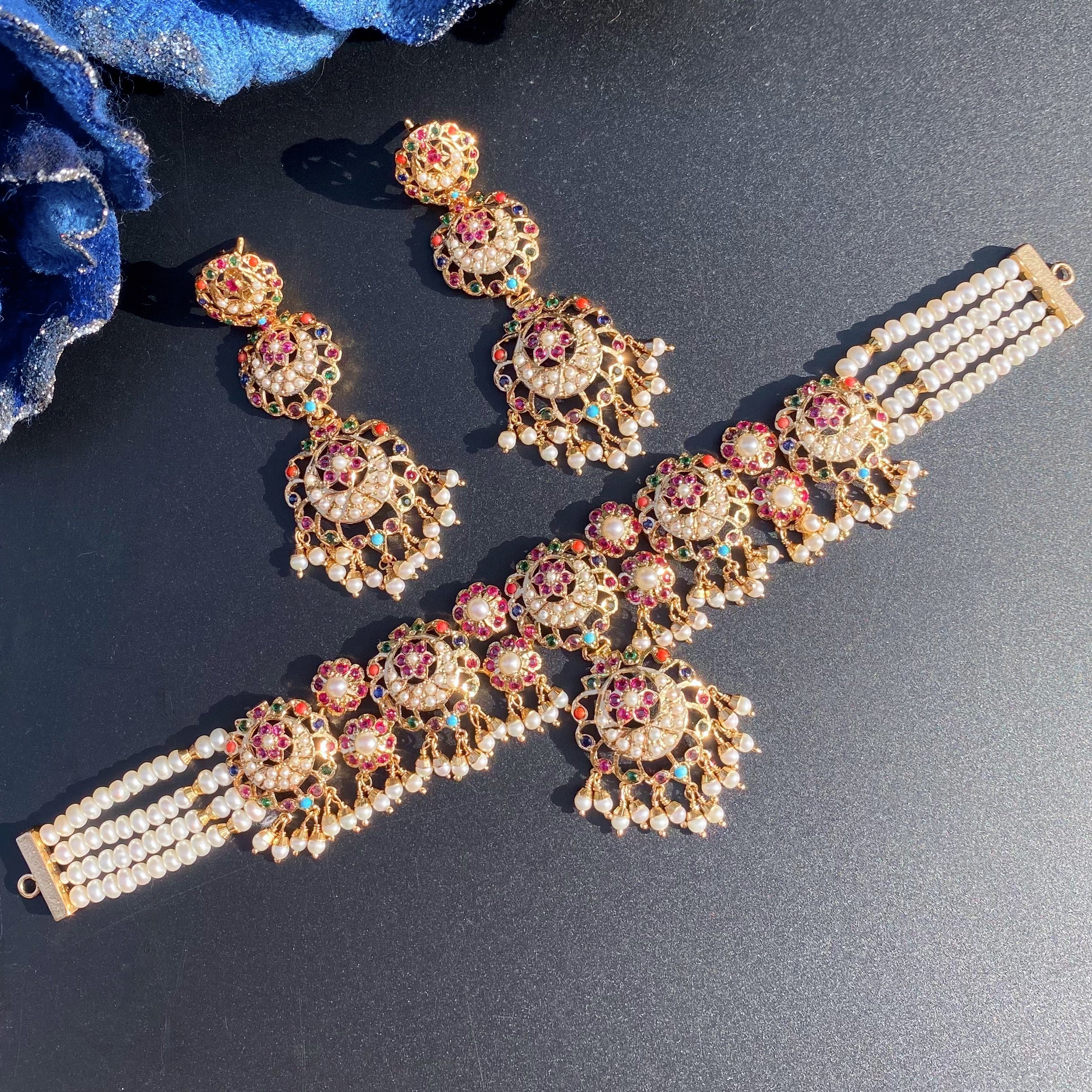 Navratna Choker Set | Gold Plated on Silver NS 430