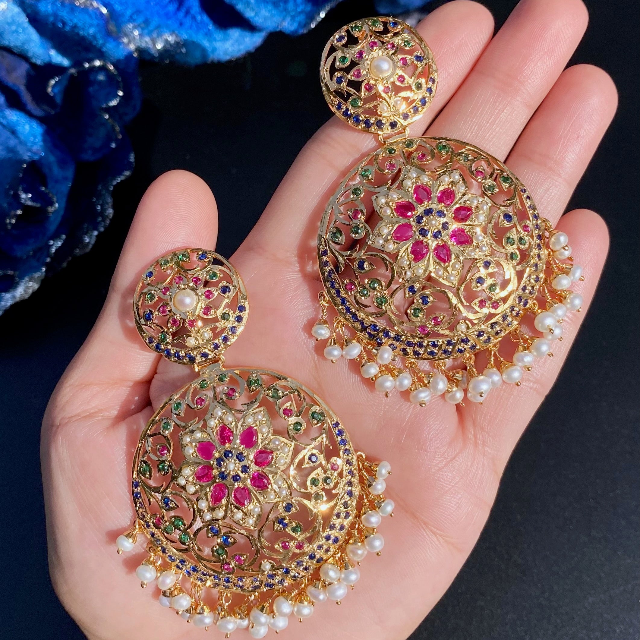 Elegant Jadau Set in Multicolor | Gold Plated Silver NS 431