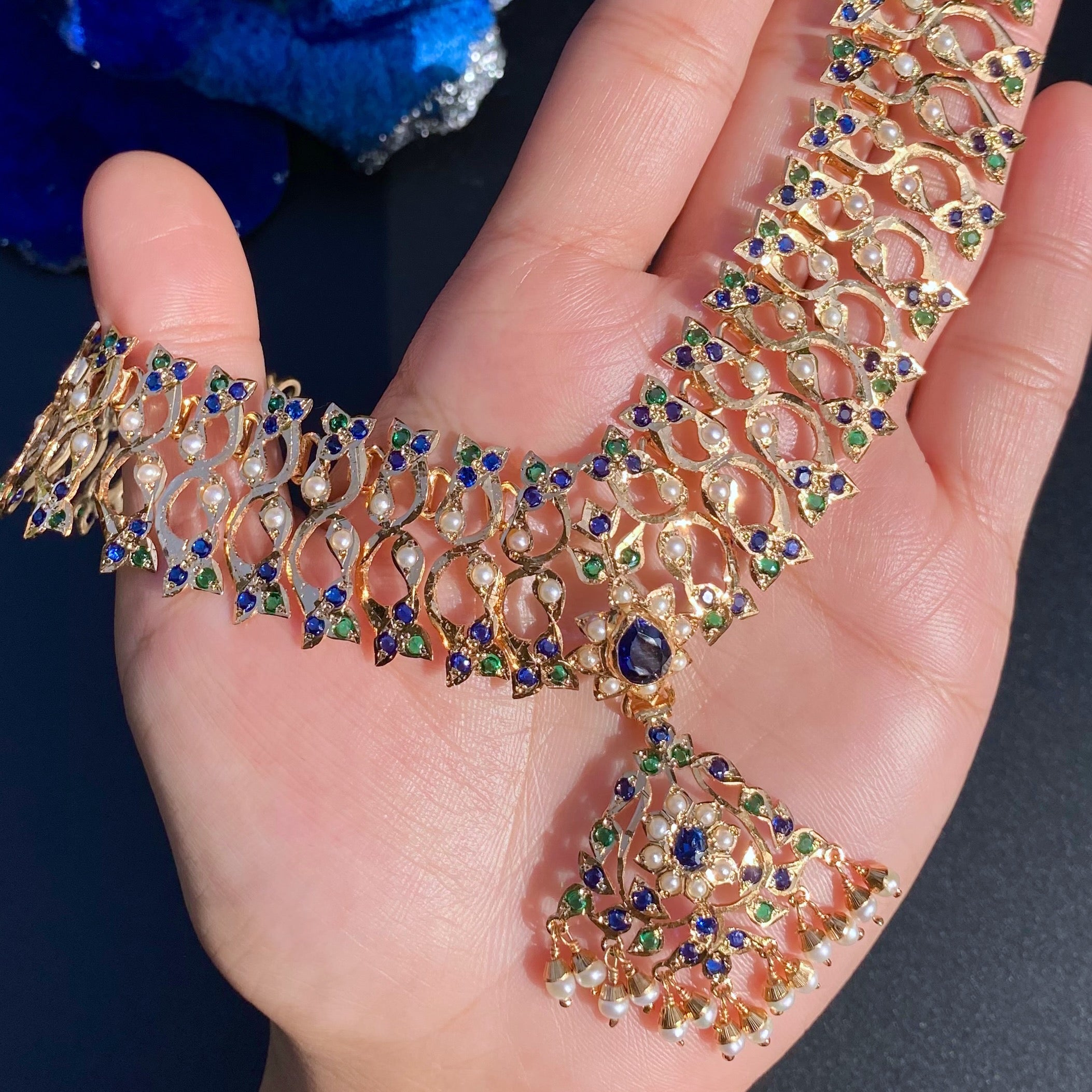 Exquisite Jadau Necklace Set in Unique Colors | NS 432