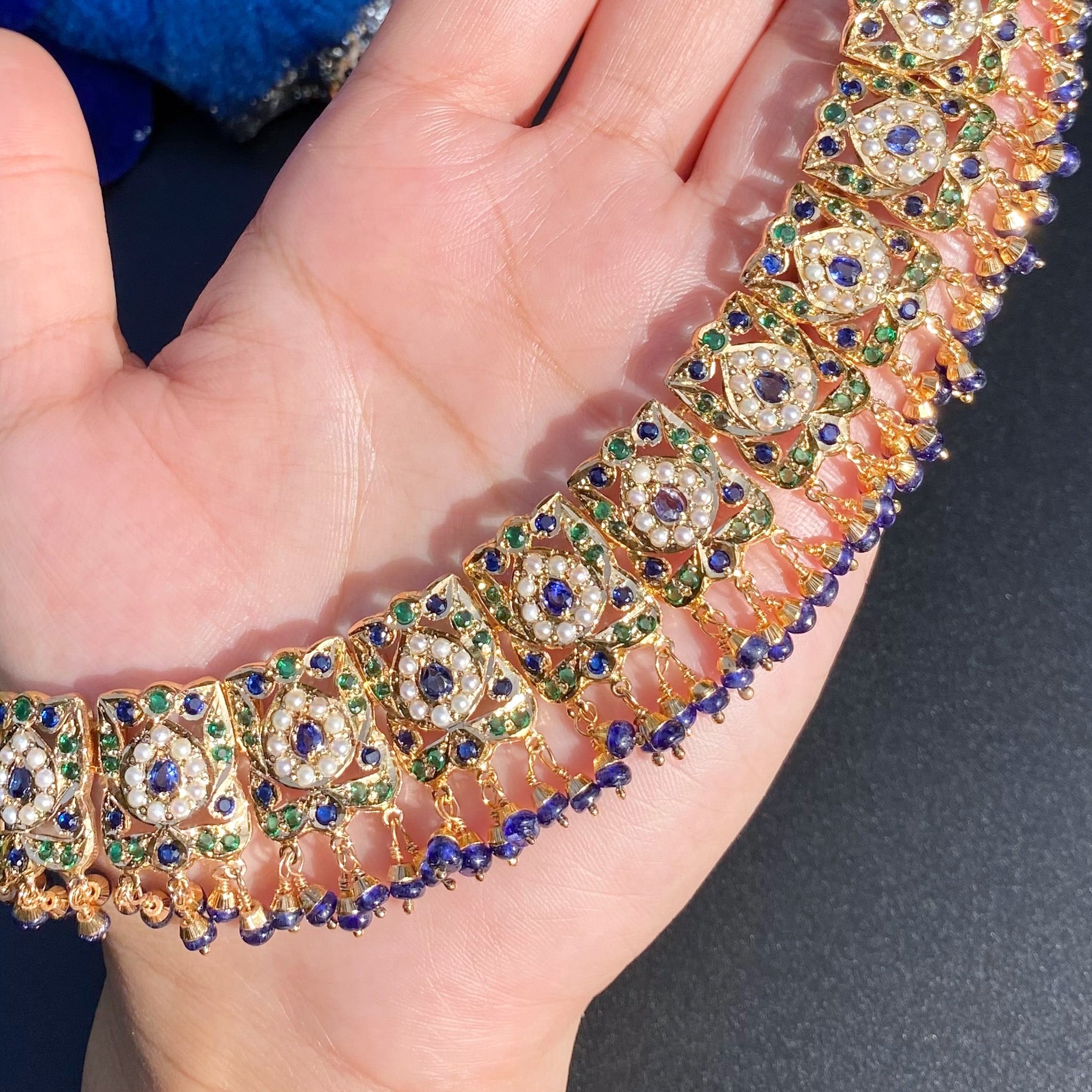 Opulent Jadau Necklace Set | Gold Plated on Silver NS 434