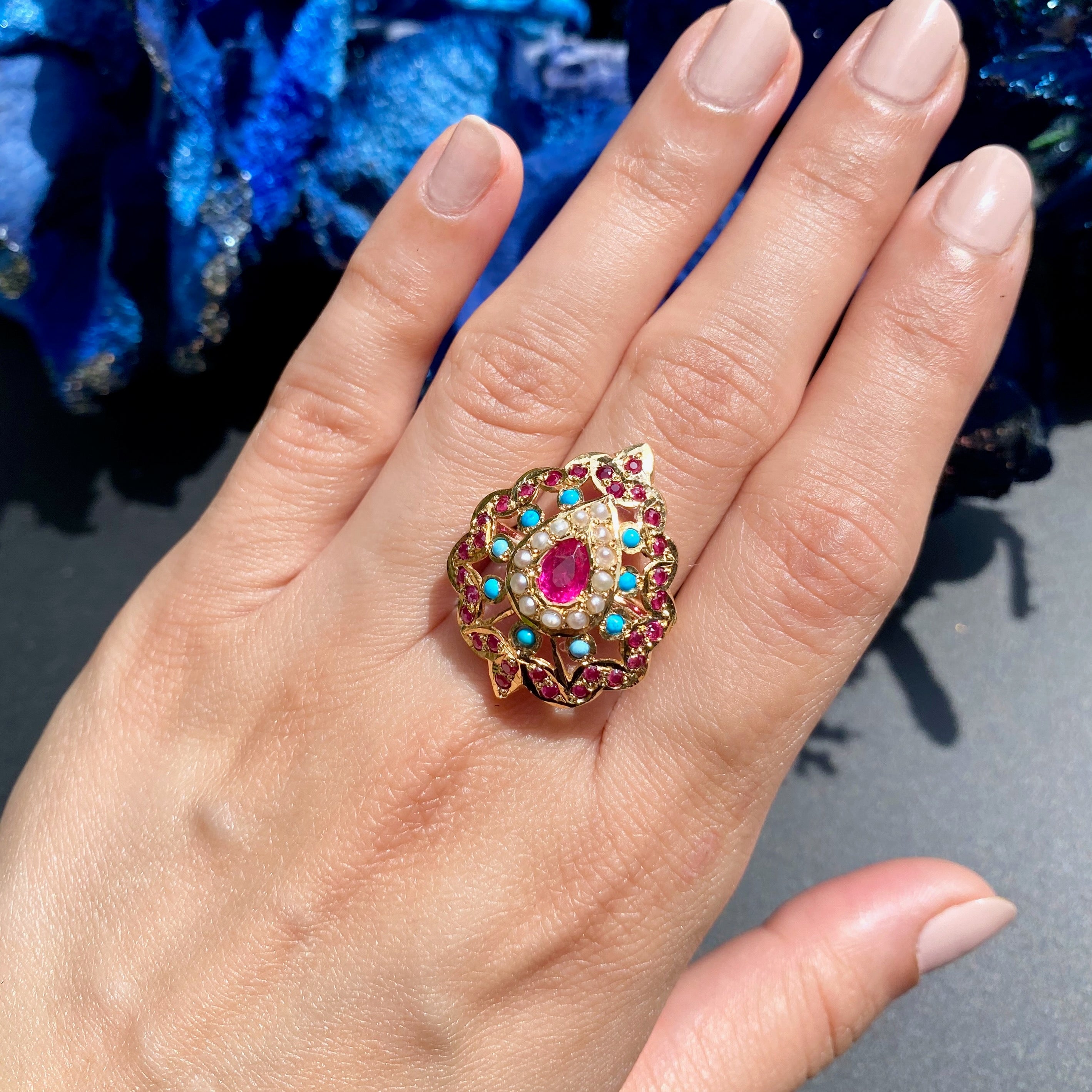 gold plated ruby feroza ring