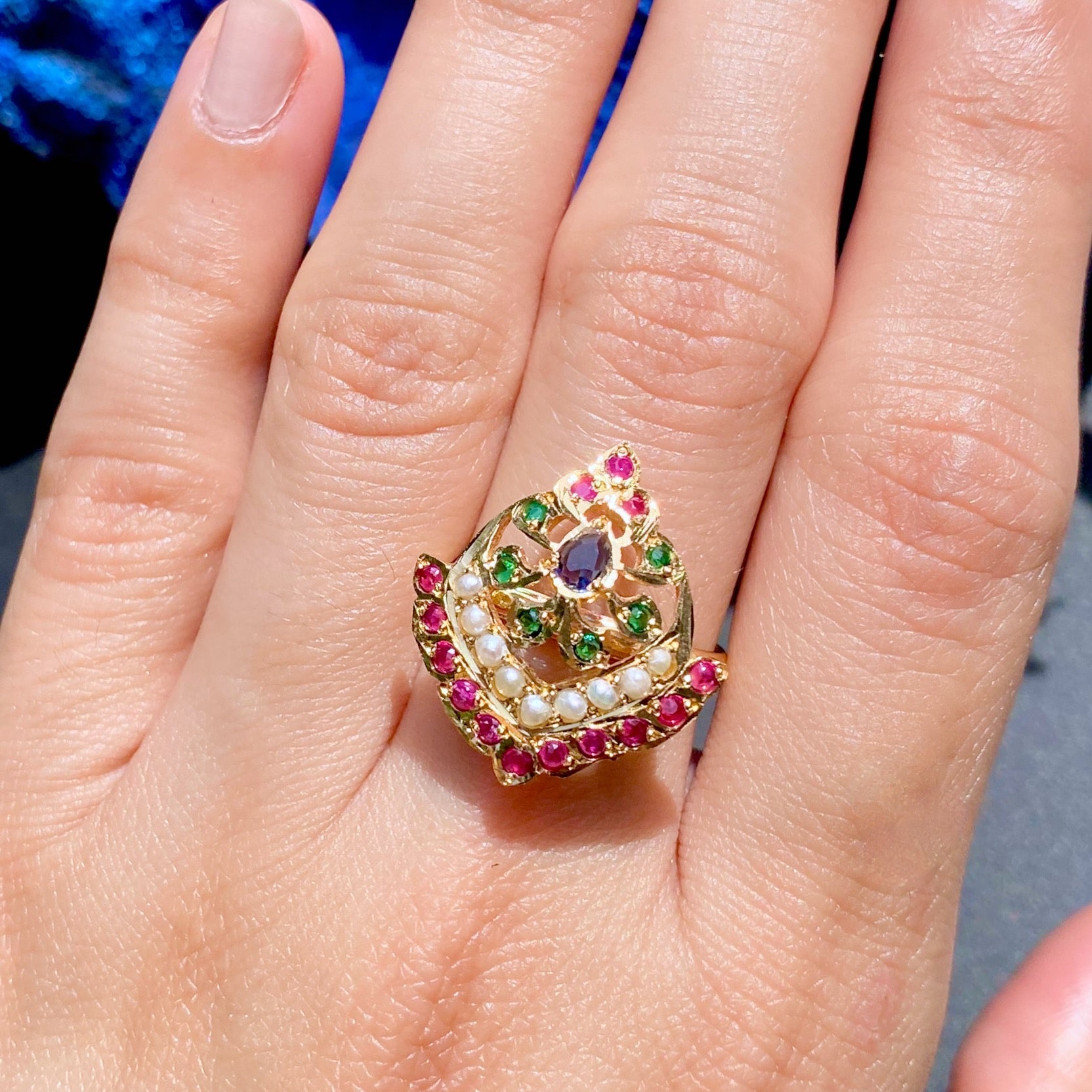 elegant jadau ring gold plated
