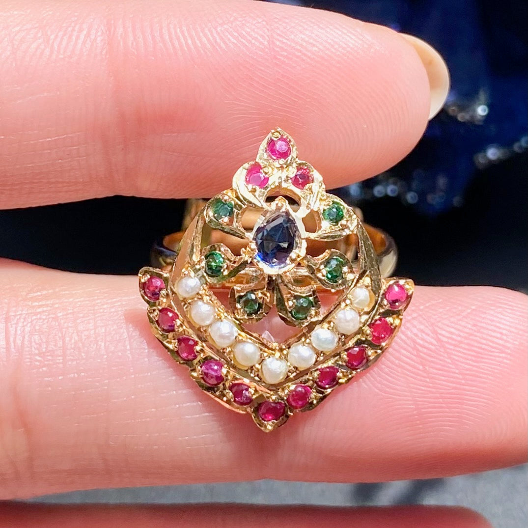 elegant jadau ring gold plated