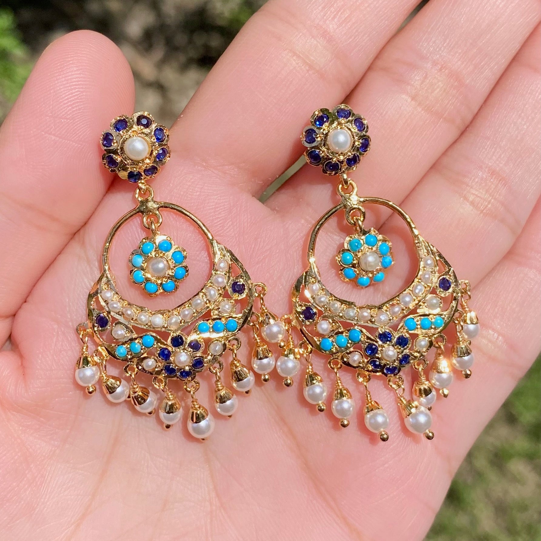 Delicate Jadau Chandbali earrings BER 039