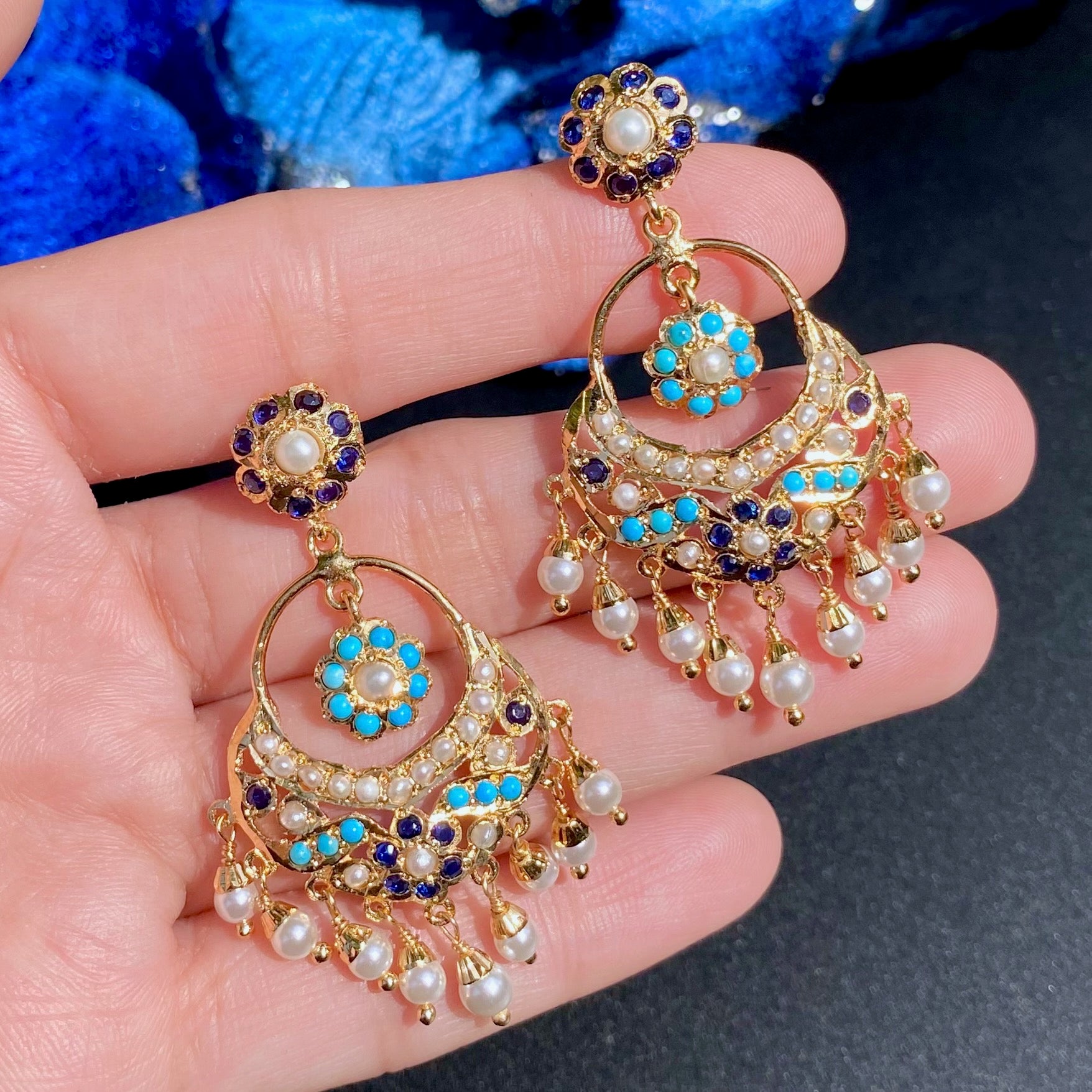 Delicate Jadau Chandbali earrings BER 039