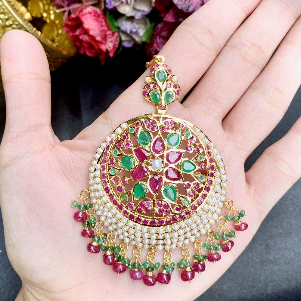 Bridal Maang Tikka in 22k Gold | Jadau Mang Teeka GTK 006