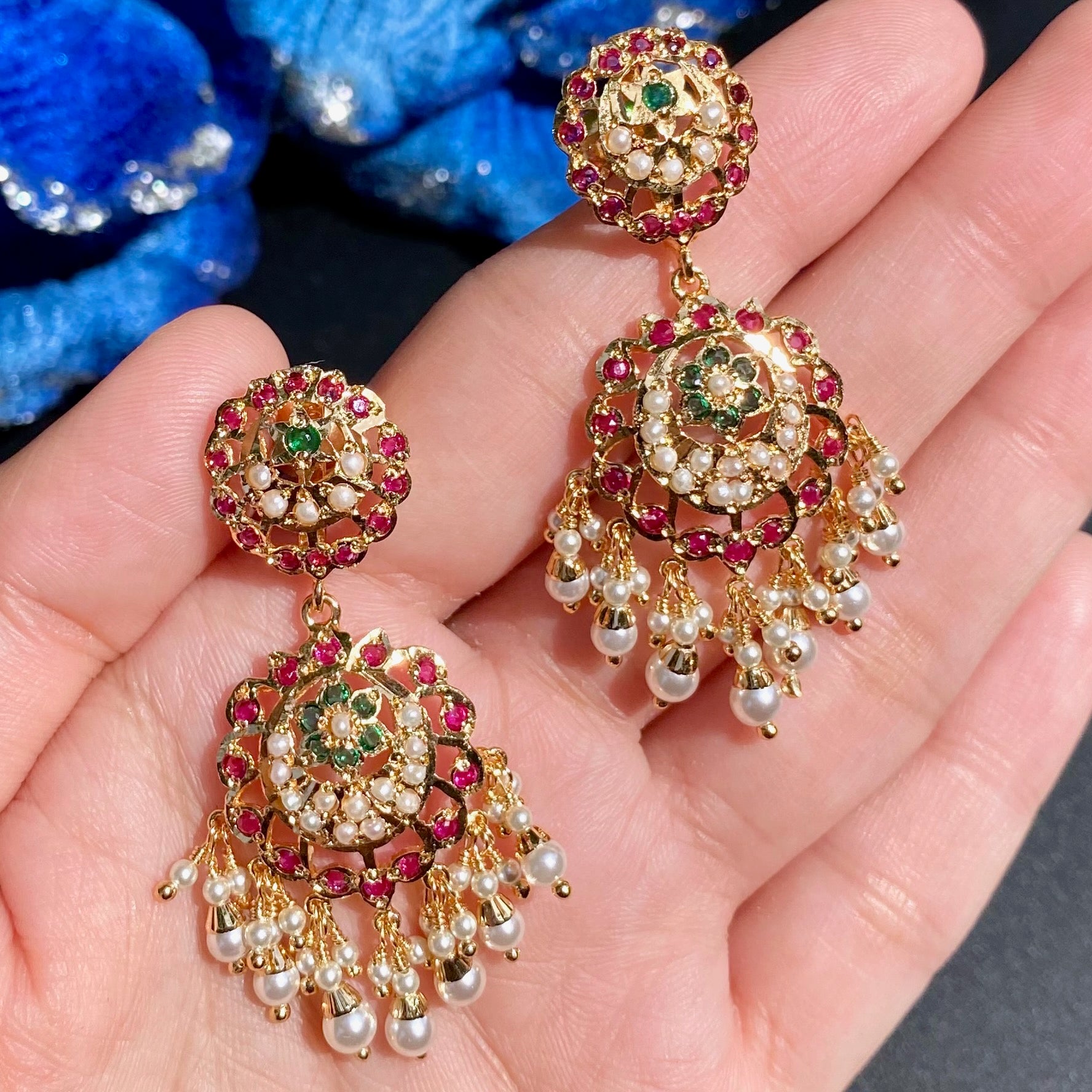Floral Jadau Earrings | Gold Plated on Alloy Base BER 064