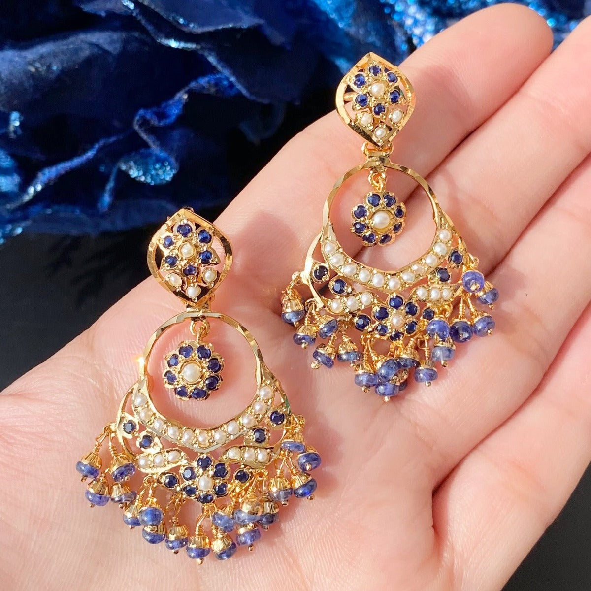 Delicate Blue Sapphire & Pearl Necklace | Rare find Jadau Jewellery | NS 235