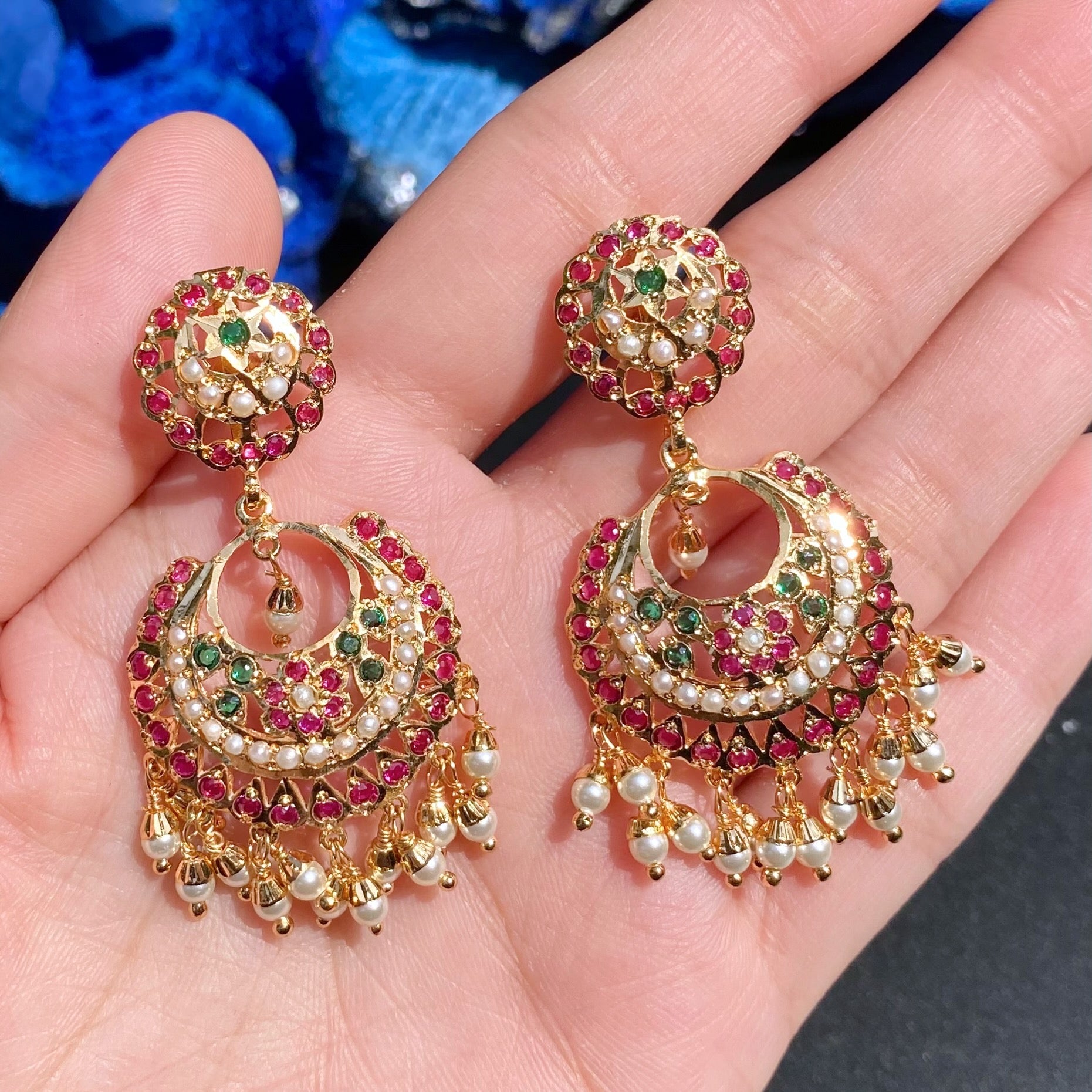 Elegant Jadau Chandbali Earrings BER 058