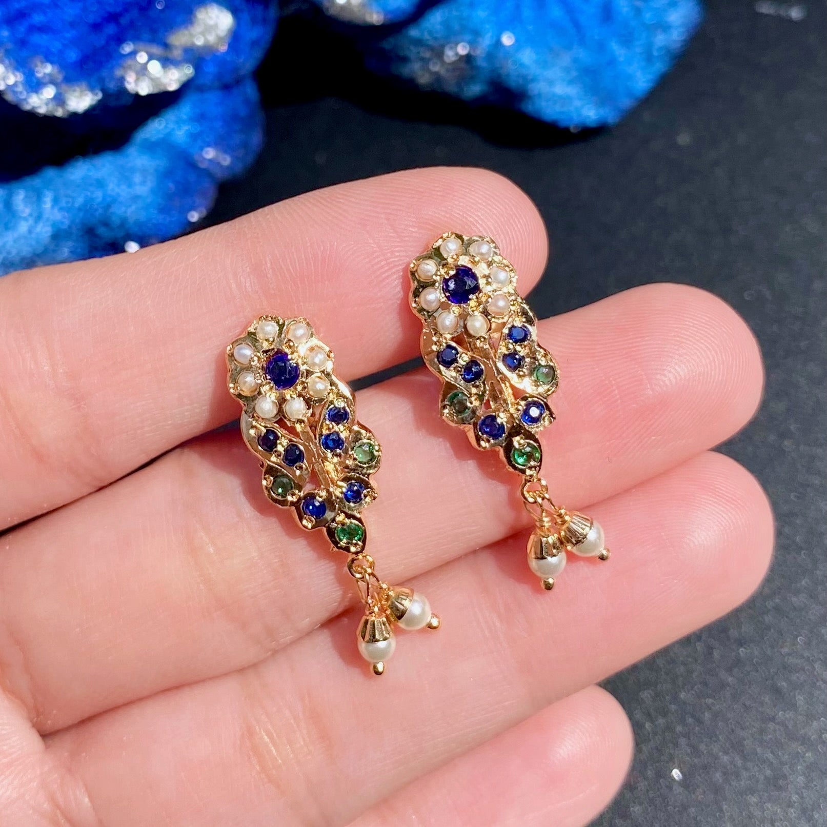 Cute Jadau Stud Earrings | Traditional Indian Jewelry on Brass Base BER 032