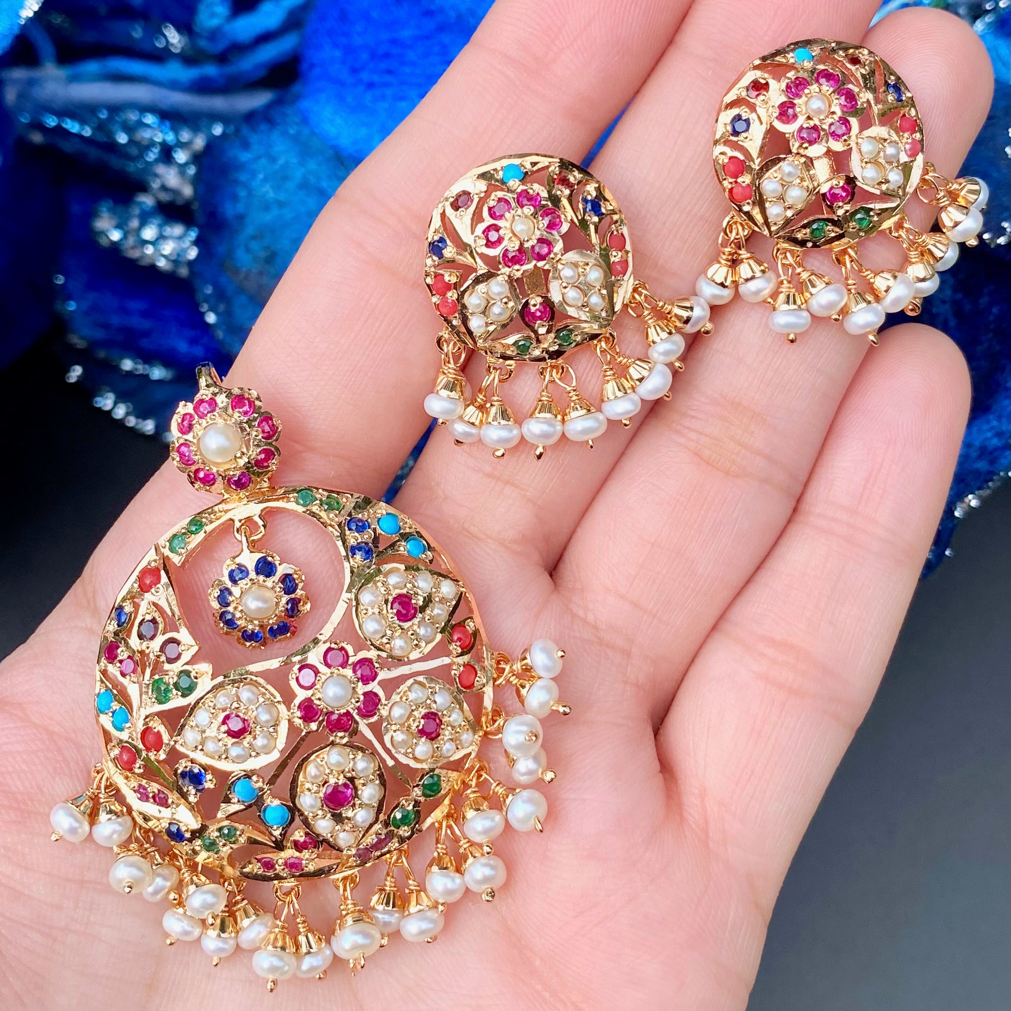 nauratan pendant set gold plated
