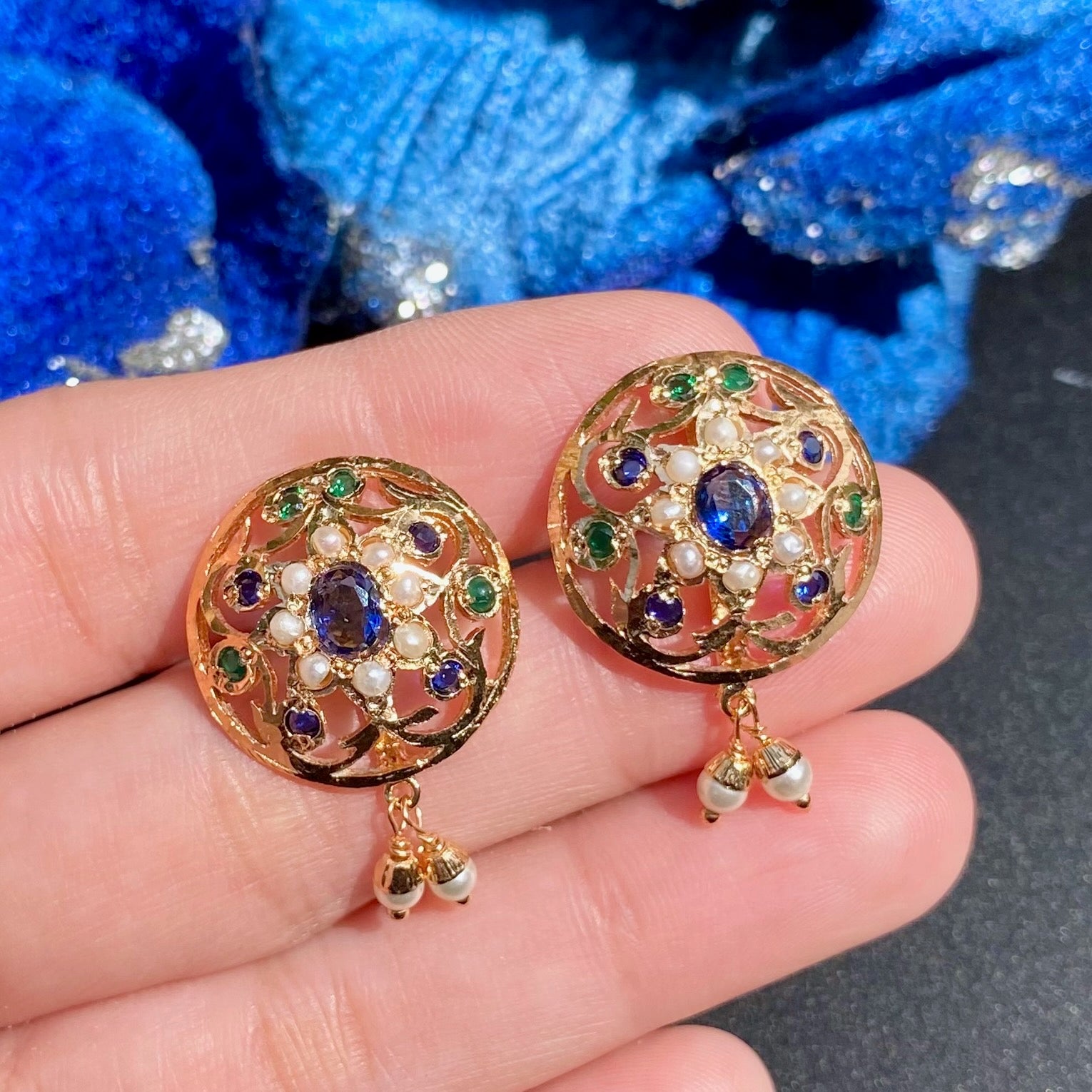 Minimal Jadau Stud Earrings For Women BER 043
