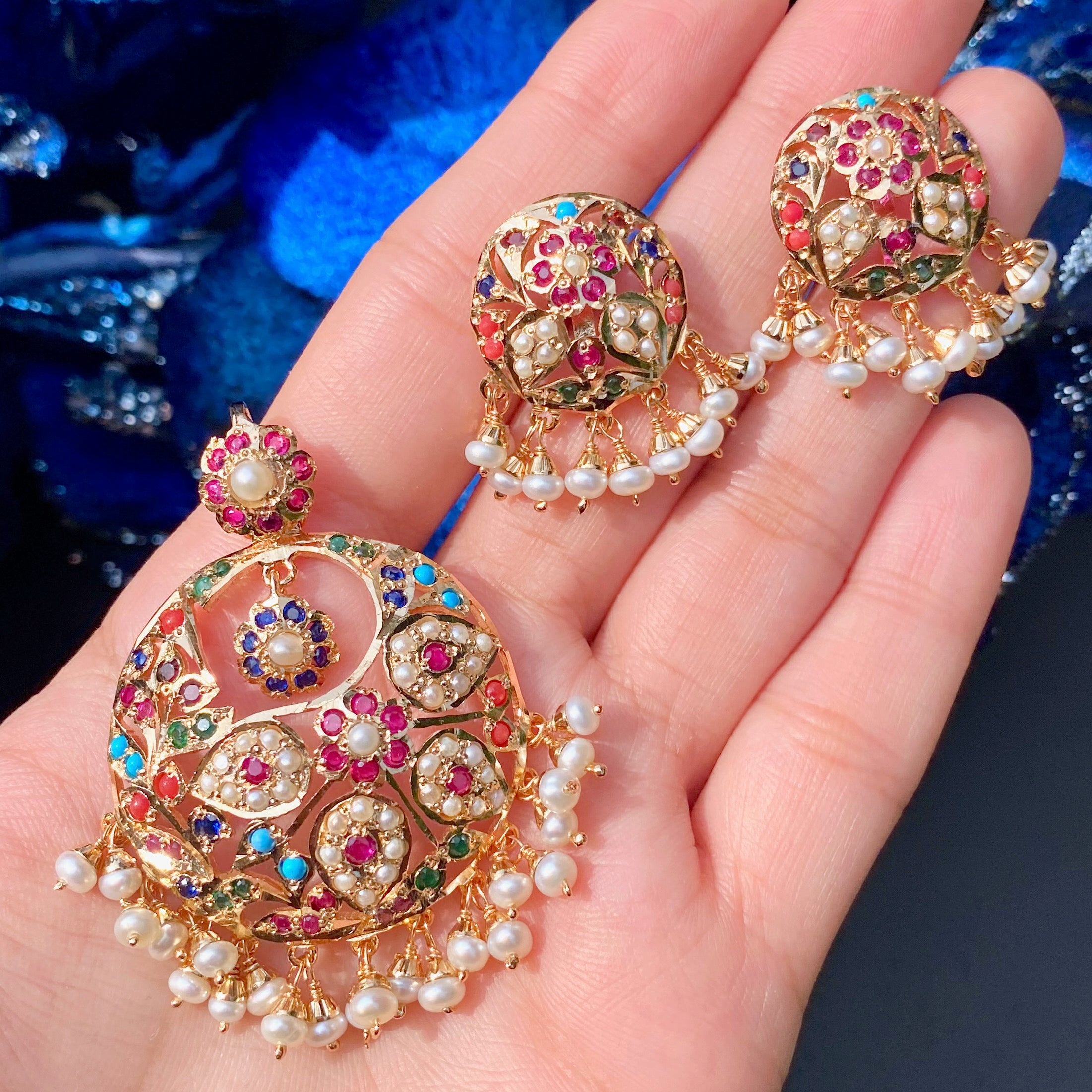 nauratan pendant set gold plated