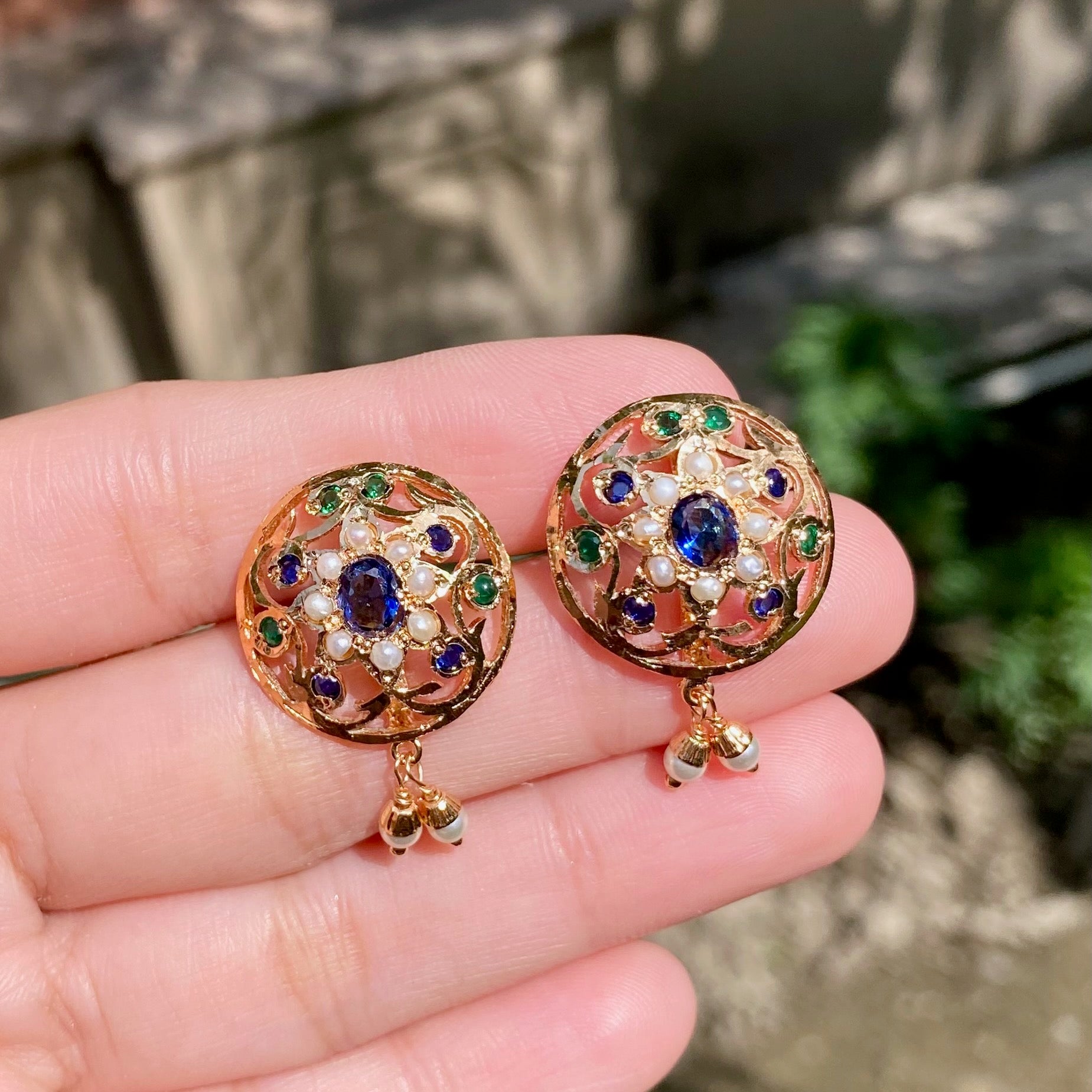 Minimal Jadau Stud Earrings For Women BER 043