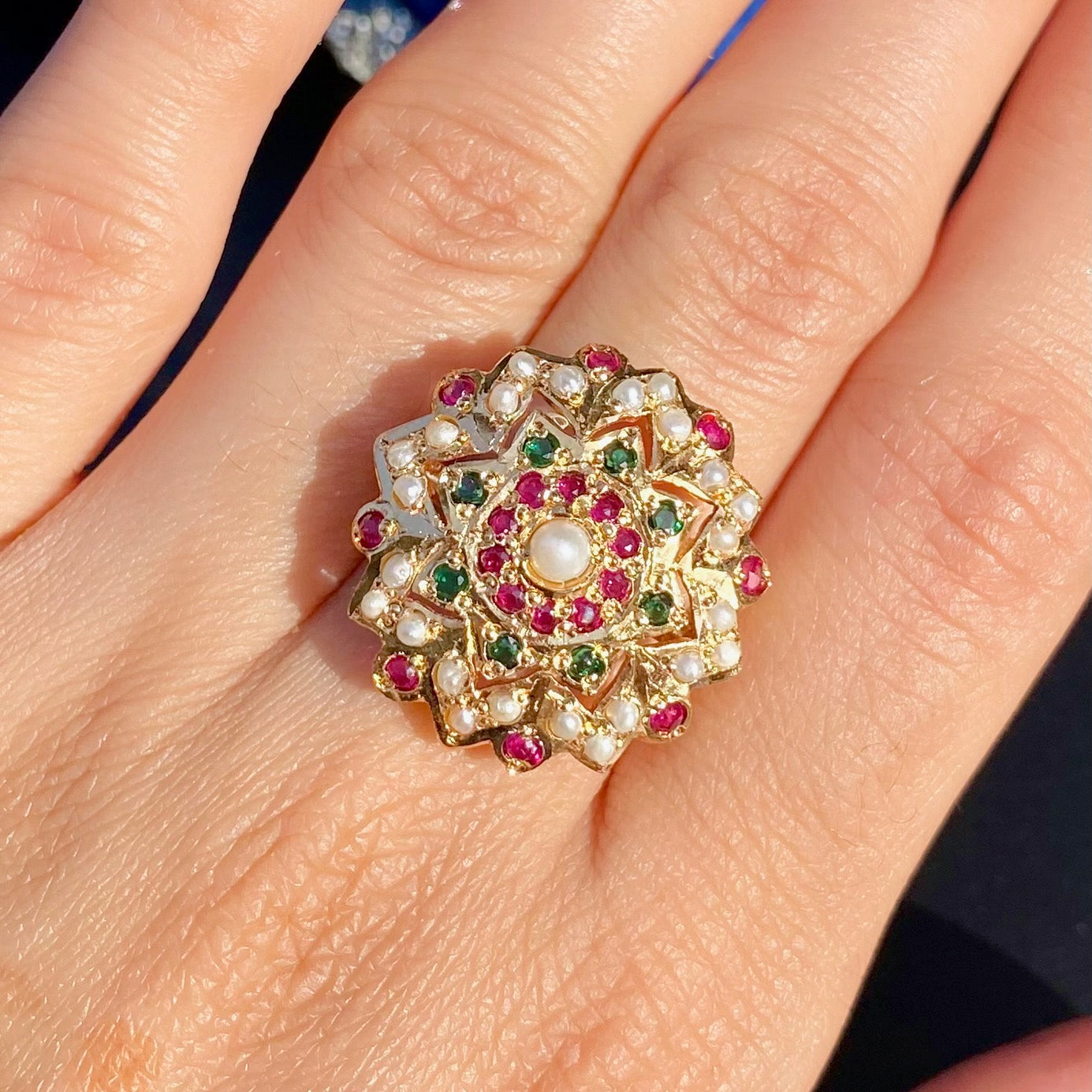 Multicolored Jadau Ring for Women BLR 021