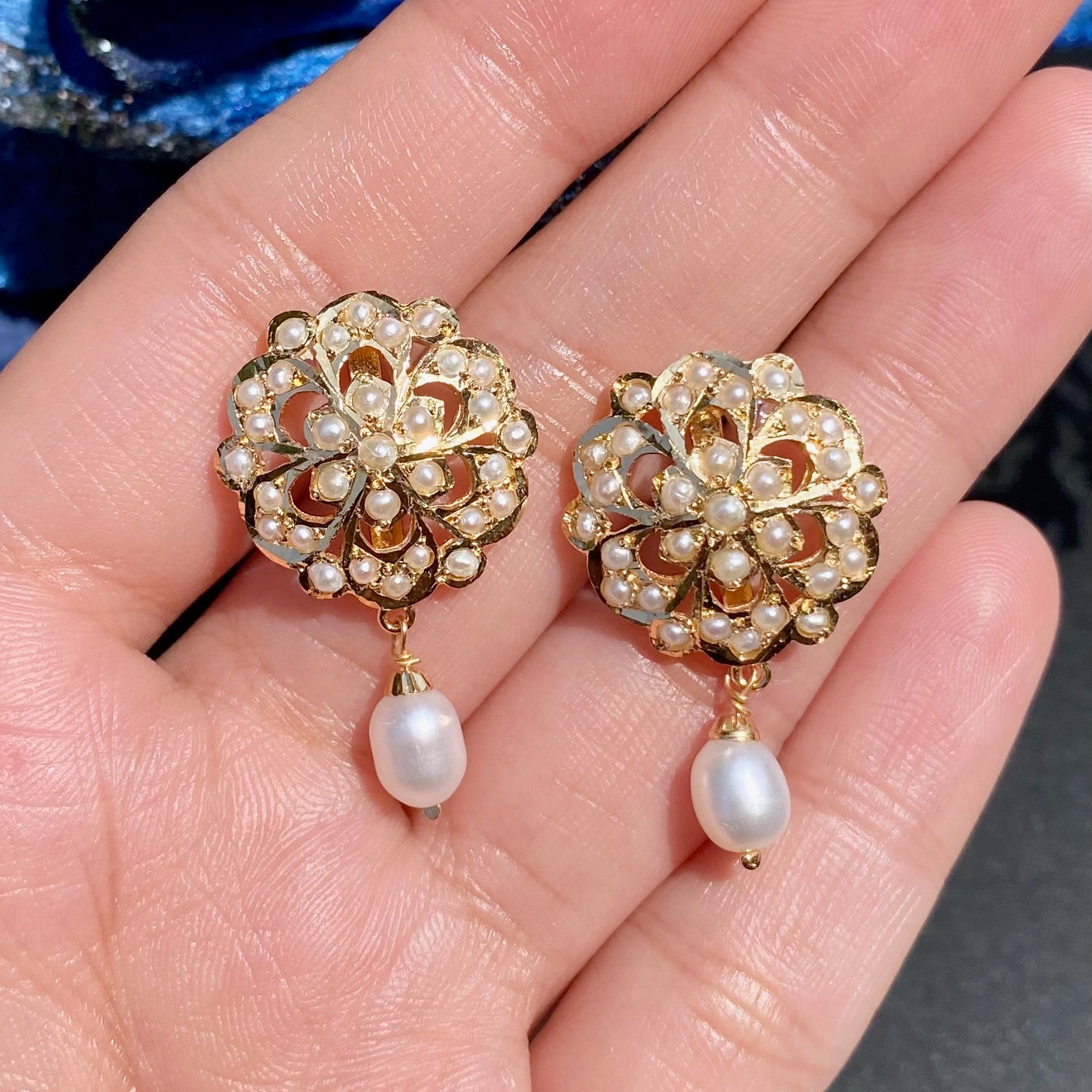 pearl locket set gold plated