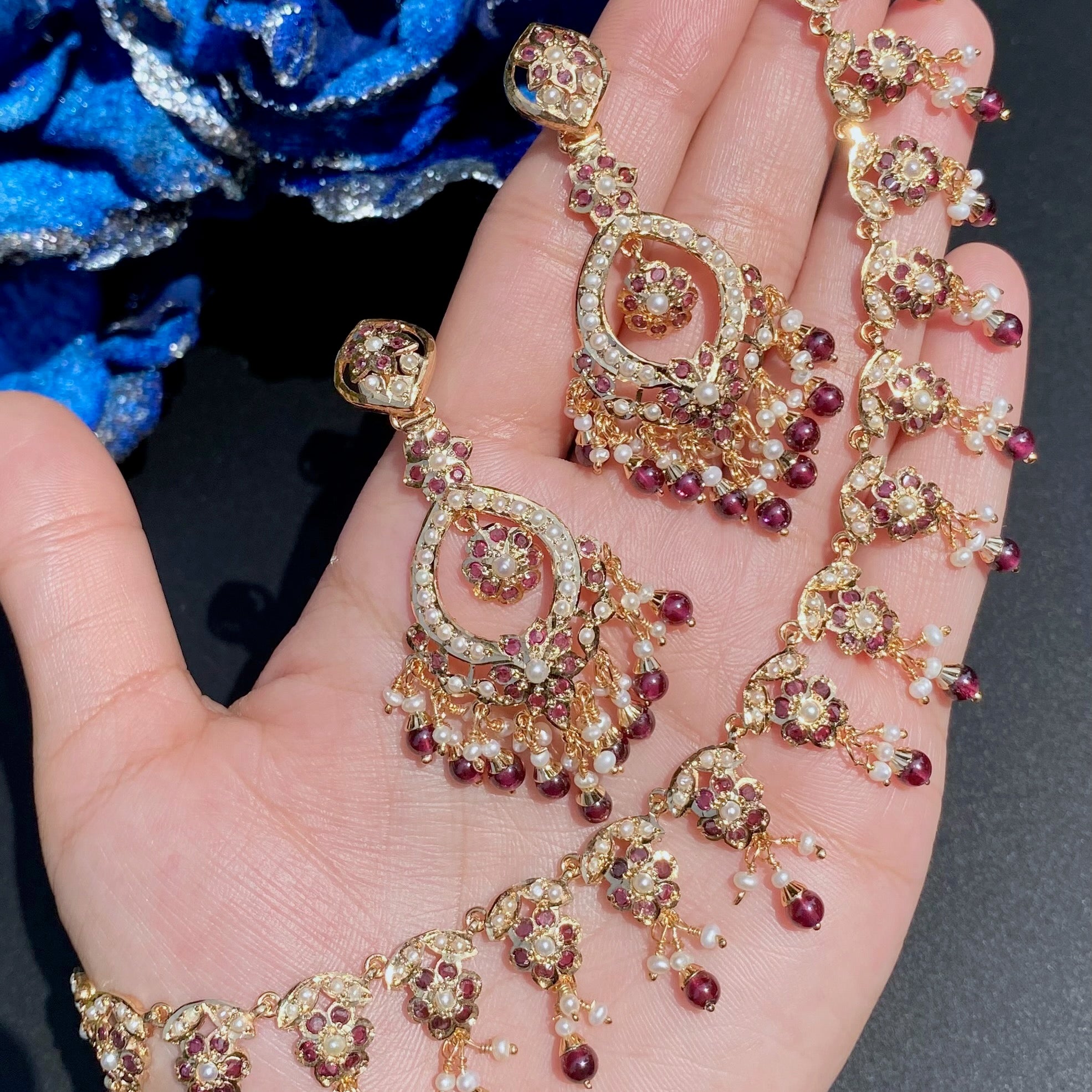 garnet necklace set