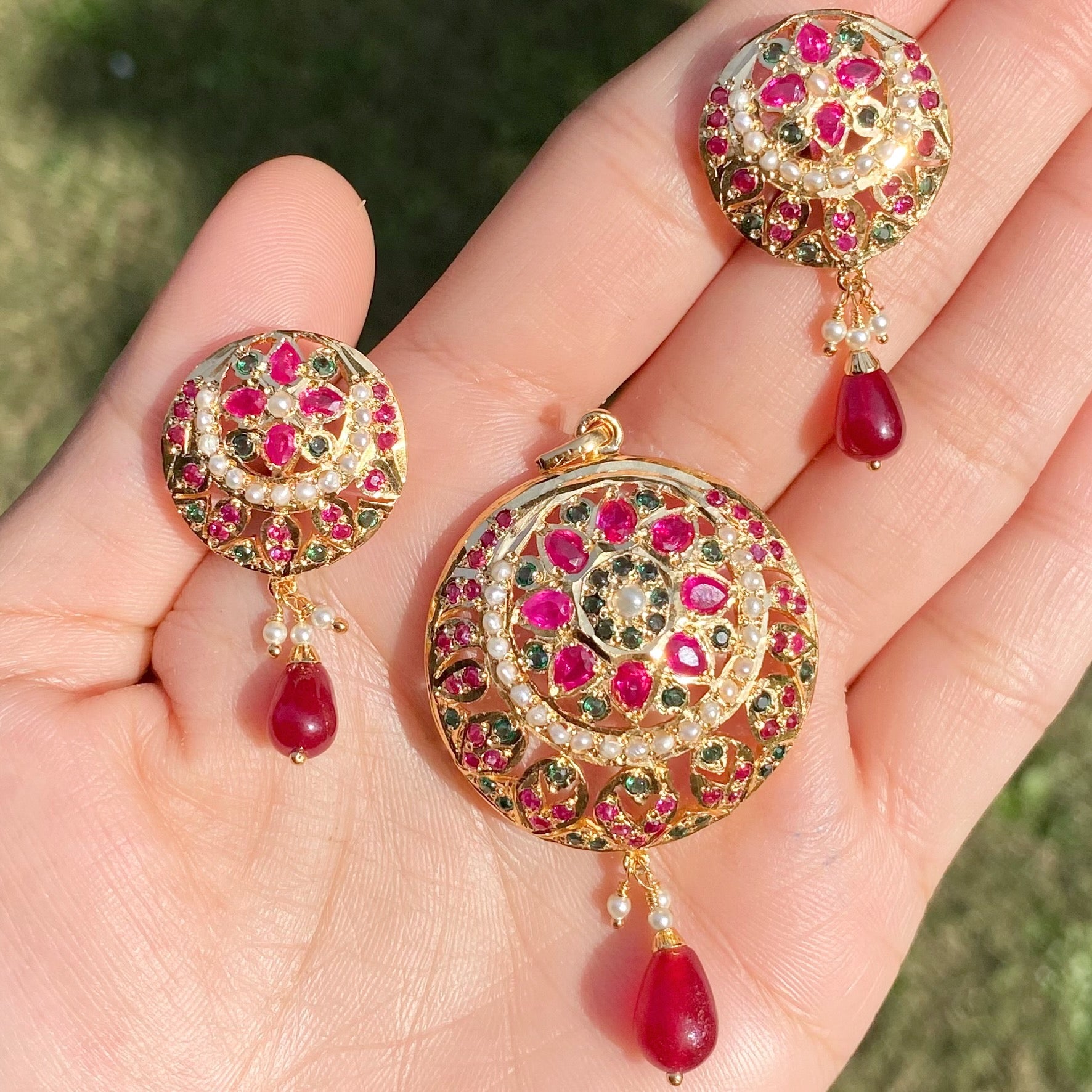 Artificial Jadau Jewelry Pendant Set BPS 002