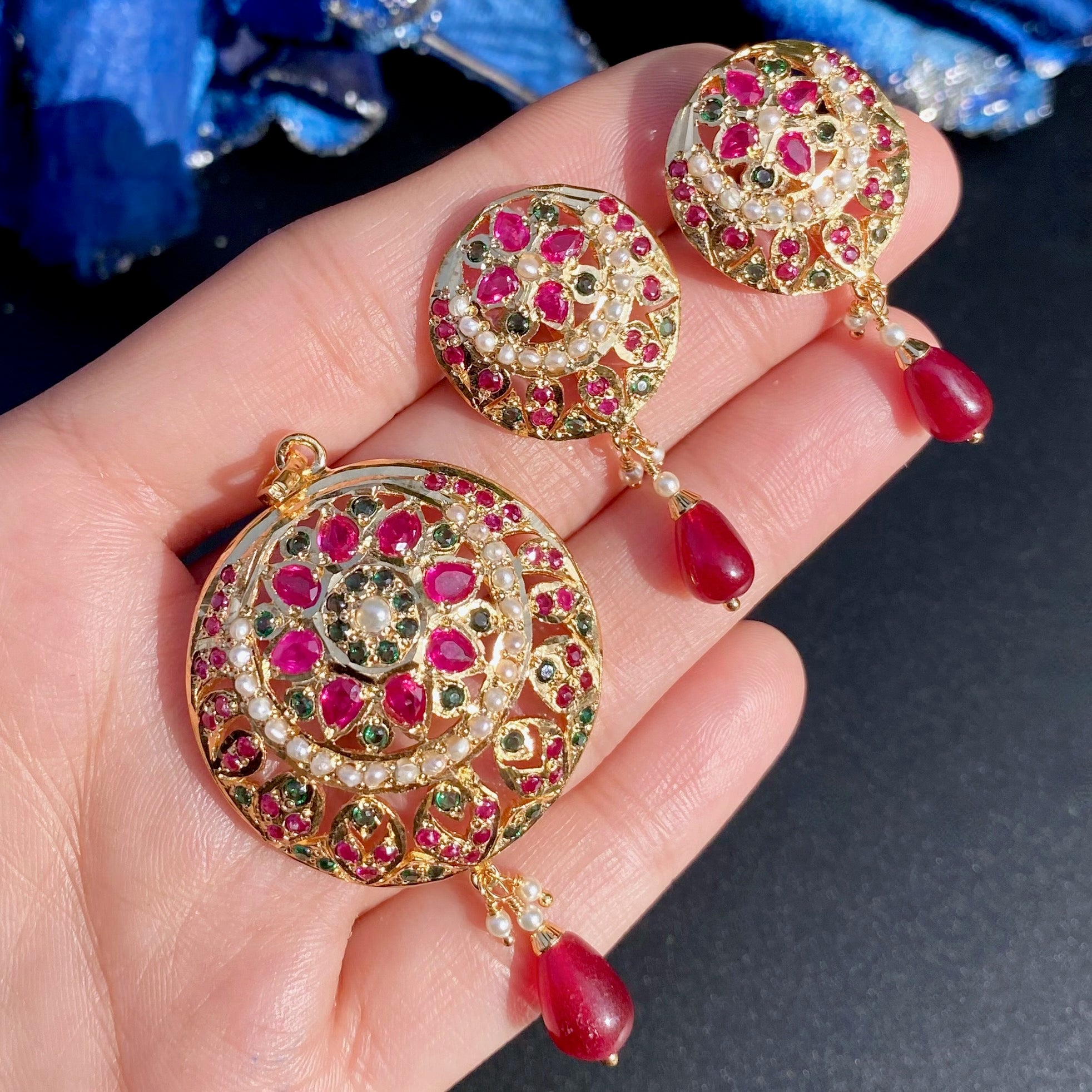Artificial Jadau Jewelry Pendant Set BPS 002