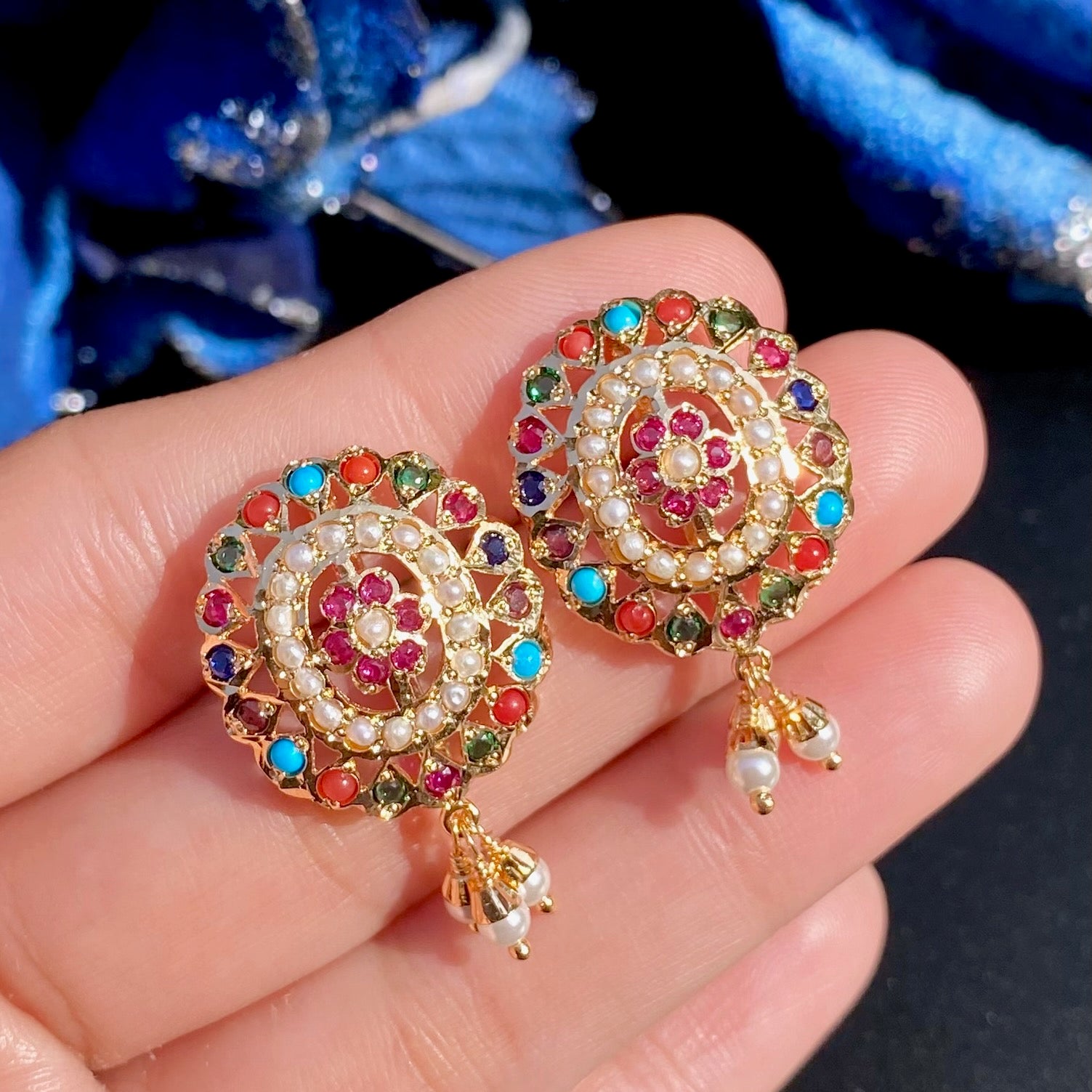 Immitation Jadau Stud Earrings BER 072