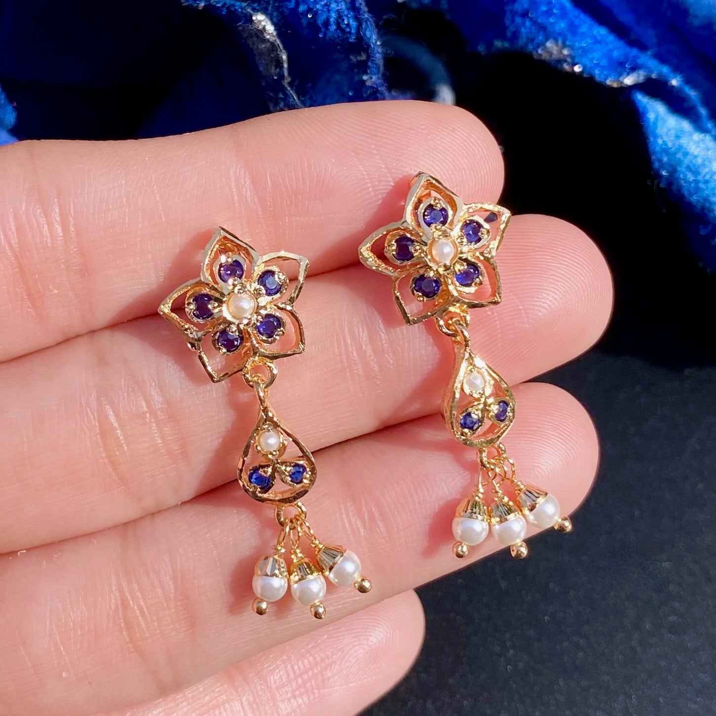 Small Dainty Jadau Earrings | Immitation Jewelry Online BER 069