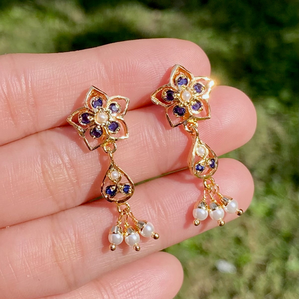 Small Dainty Jadau Earrings | Immitation Jewelry Online BER 069