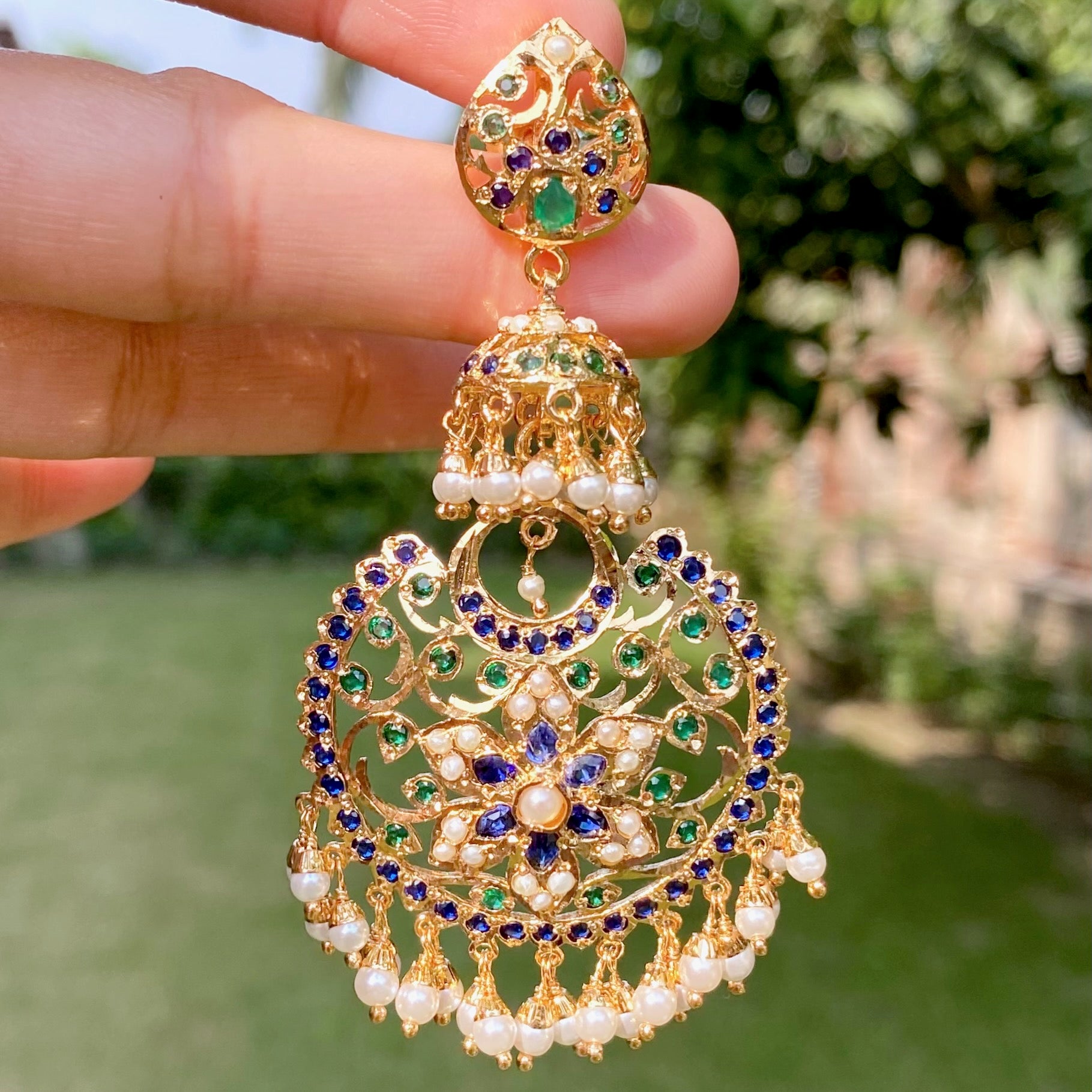 Gold Plated Jadau Earrings | Budget Friendly Artificial Jewelry BER 075