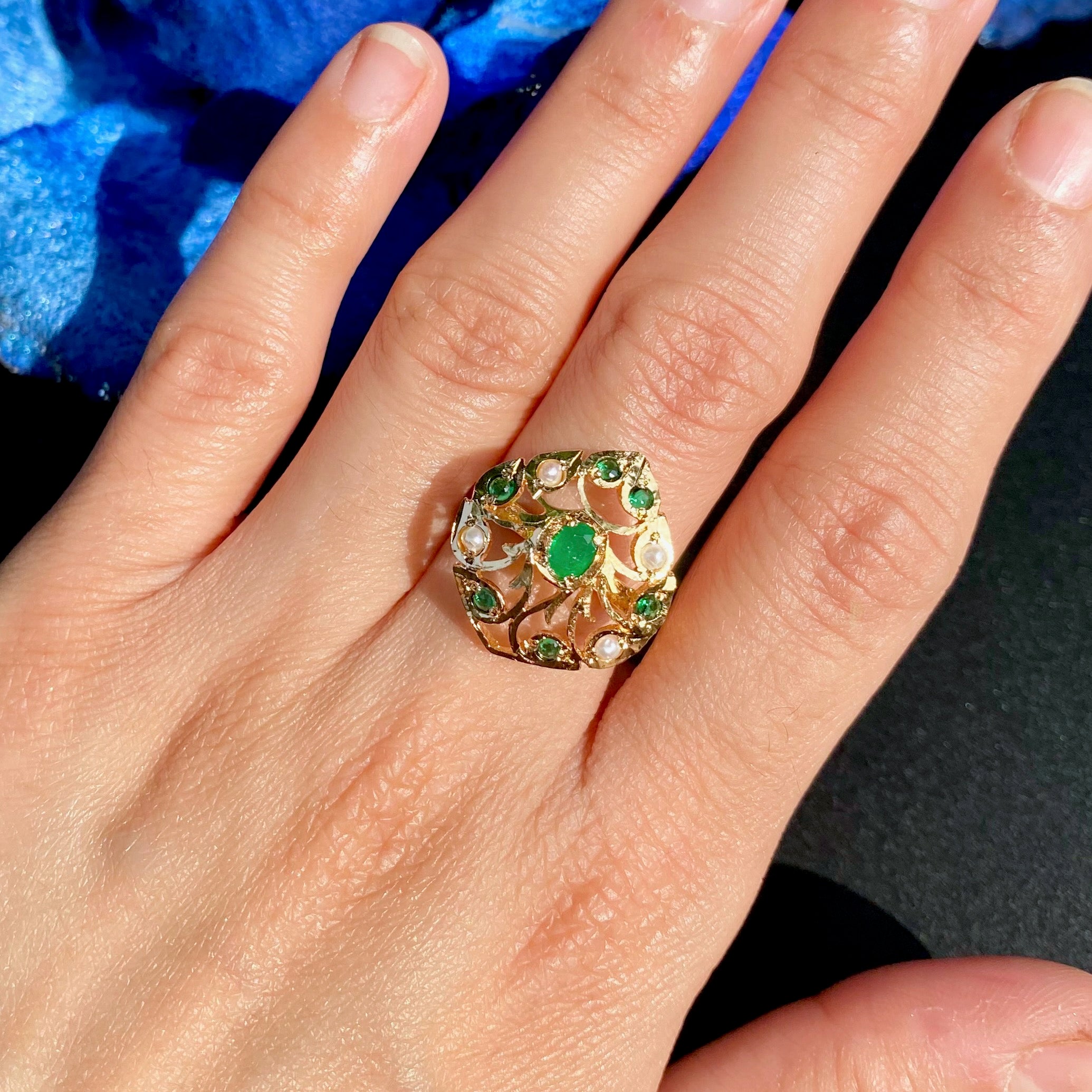 Gold Plated Jadau Ladies' Ring | Premium Artificial Jewelry  BLR 024