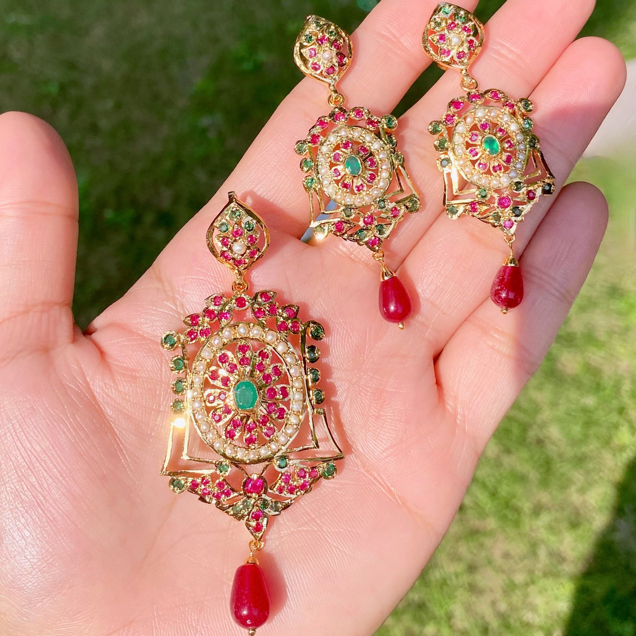 Exquisite Jadau Pendant Set | Gold Plated Artificial Jewlery Set BPS 012