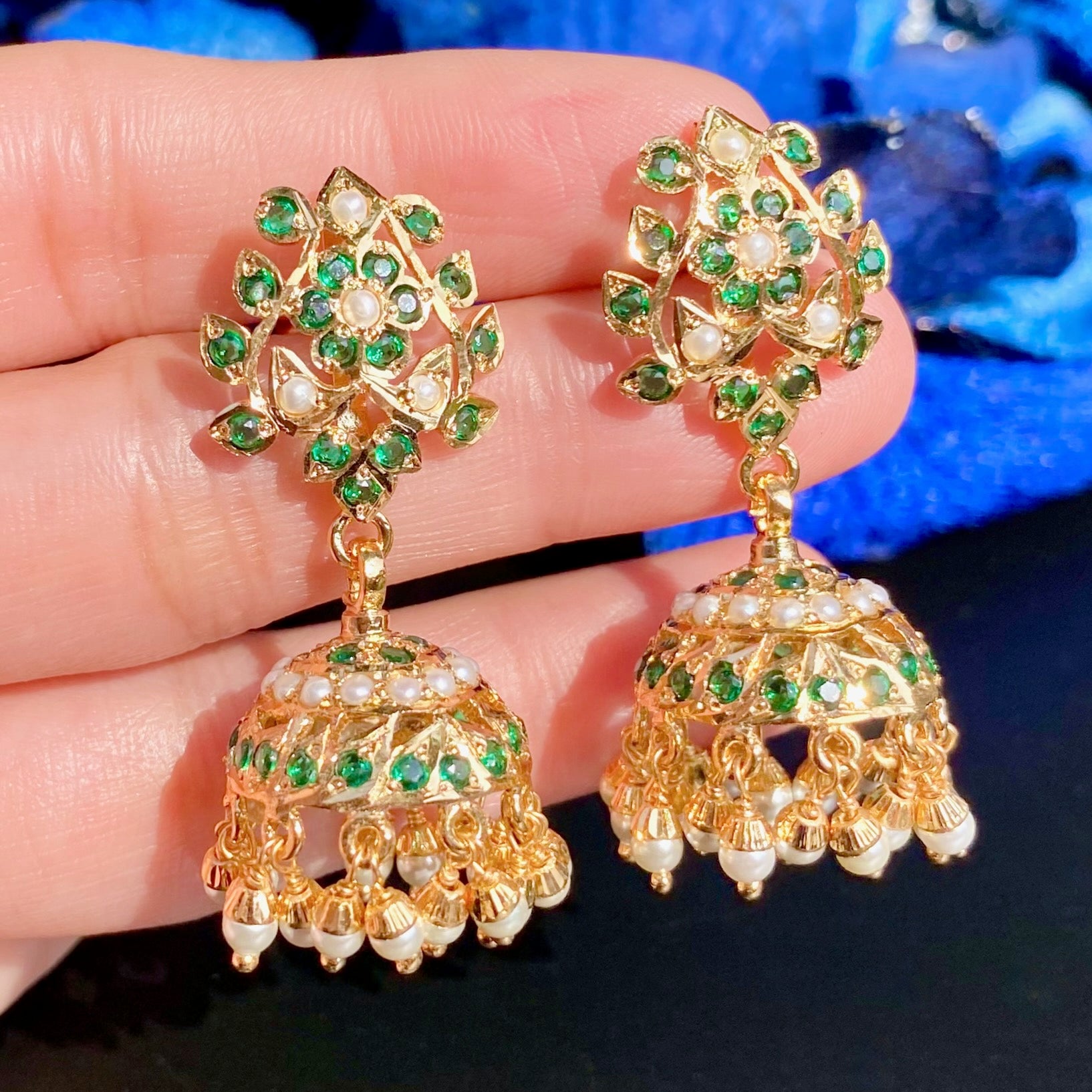 Gold Plated Jadau Jhumka | Premium Artificial Jewelry  BER 081