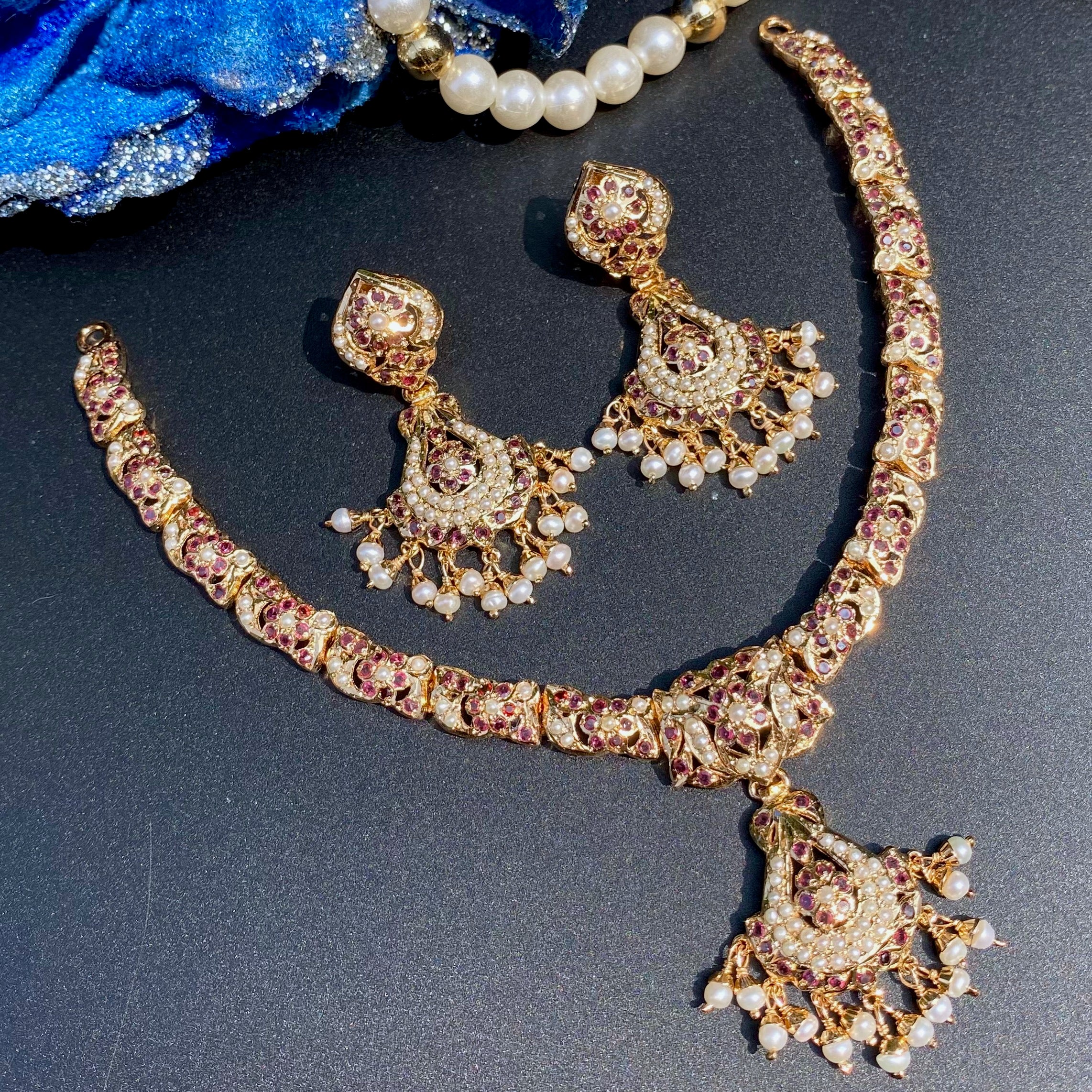 garnet necklace set jadau