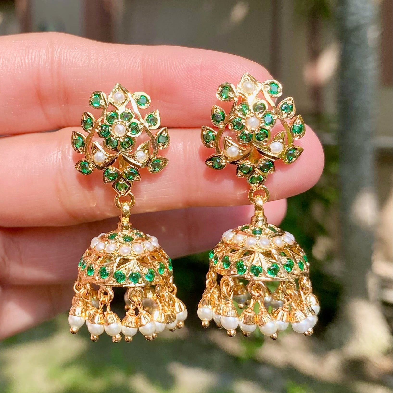 Gold Plated Jadau Jhumka | Premium Artificial Jewelry  BER 081