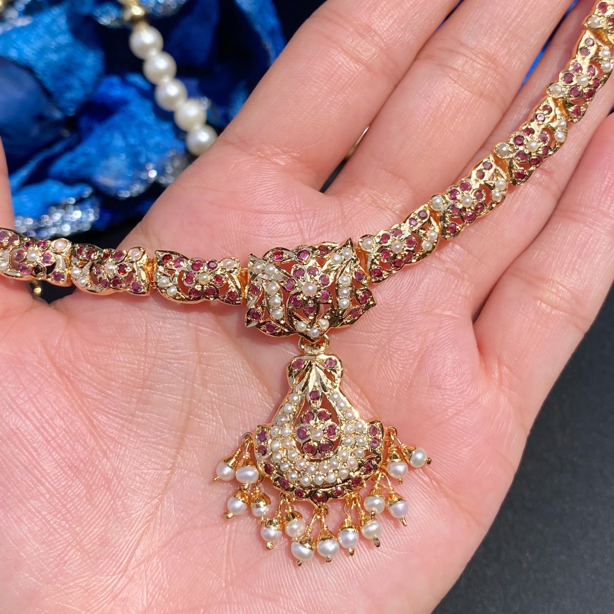 garnet necklace set jadau