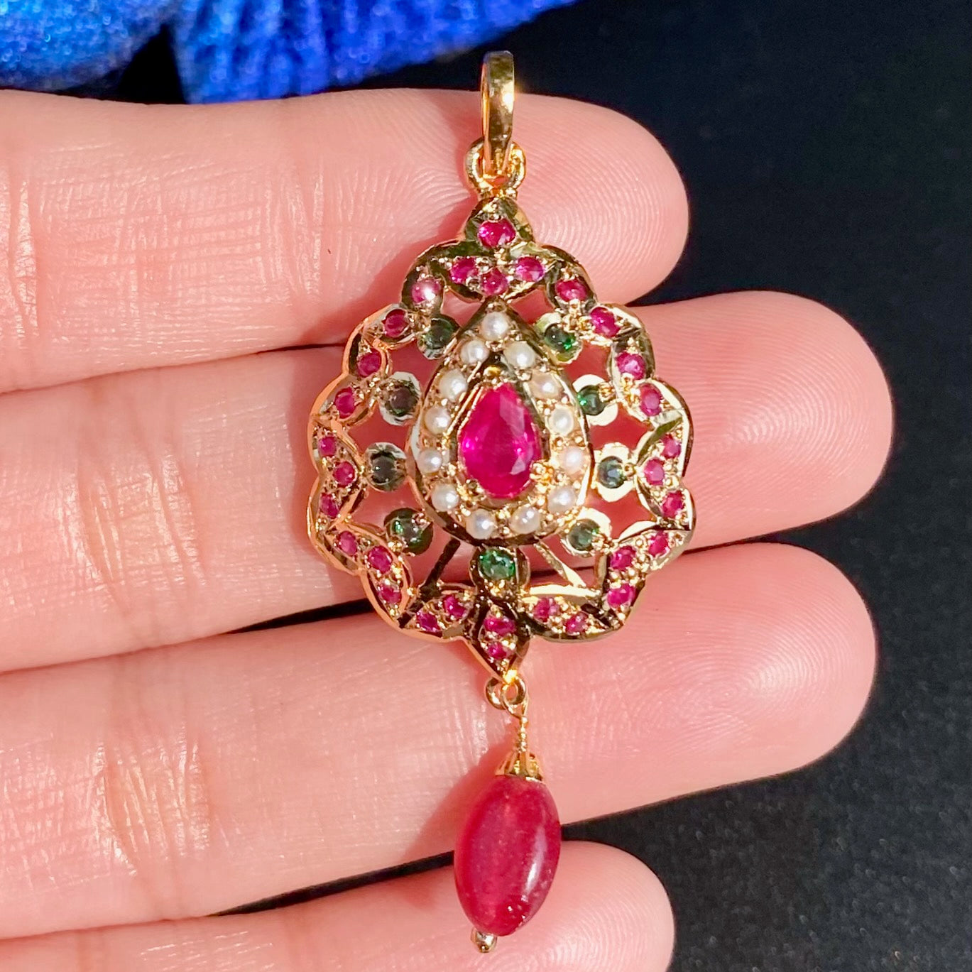 Gold Plated Jadau Pendant & Earrings Set | Premium Artificial Jewelry  BPS 009