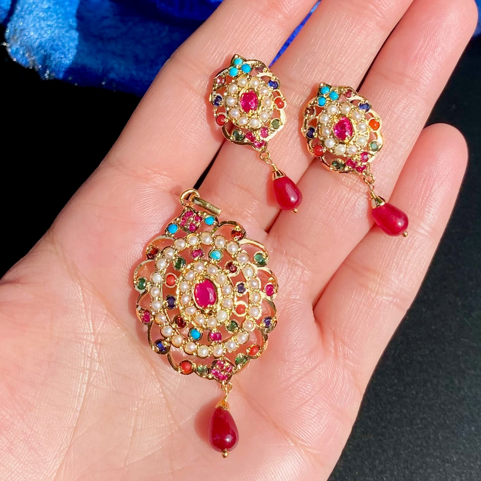 Gold Plated Jadau Locket Set | Premium Artificial Jewelry  BPS 007