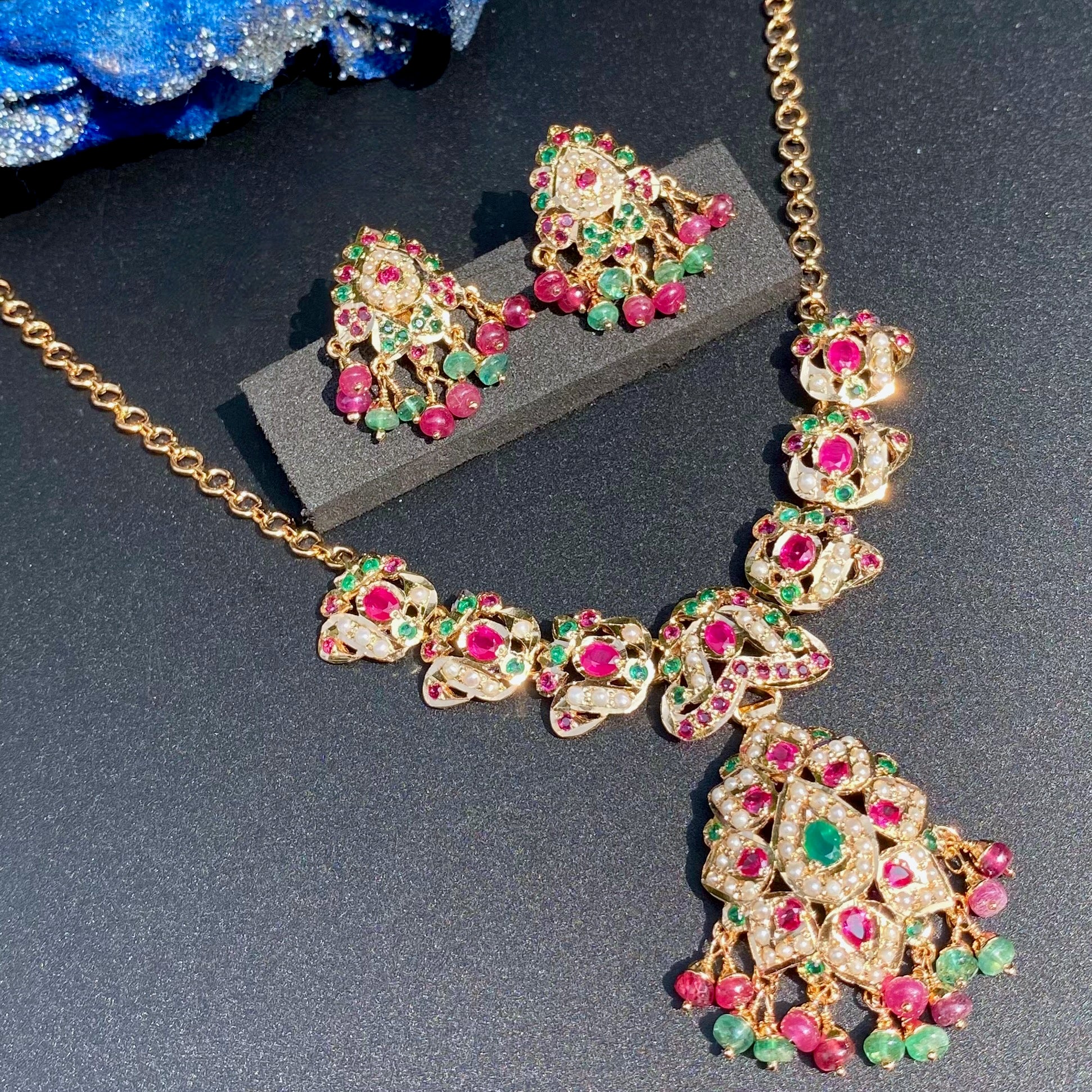 fashion jadau chain necklace set