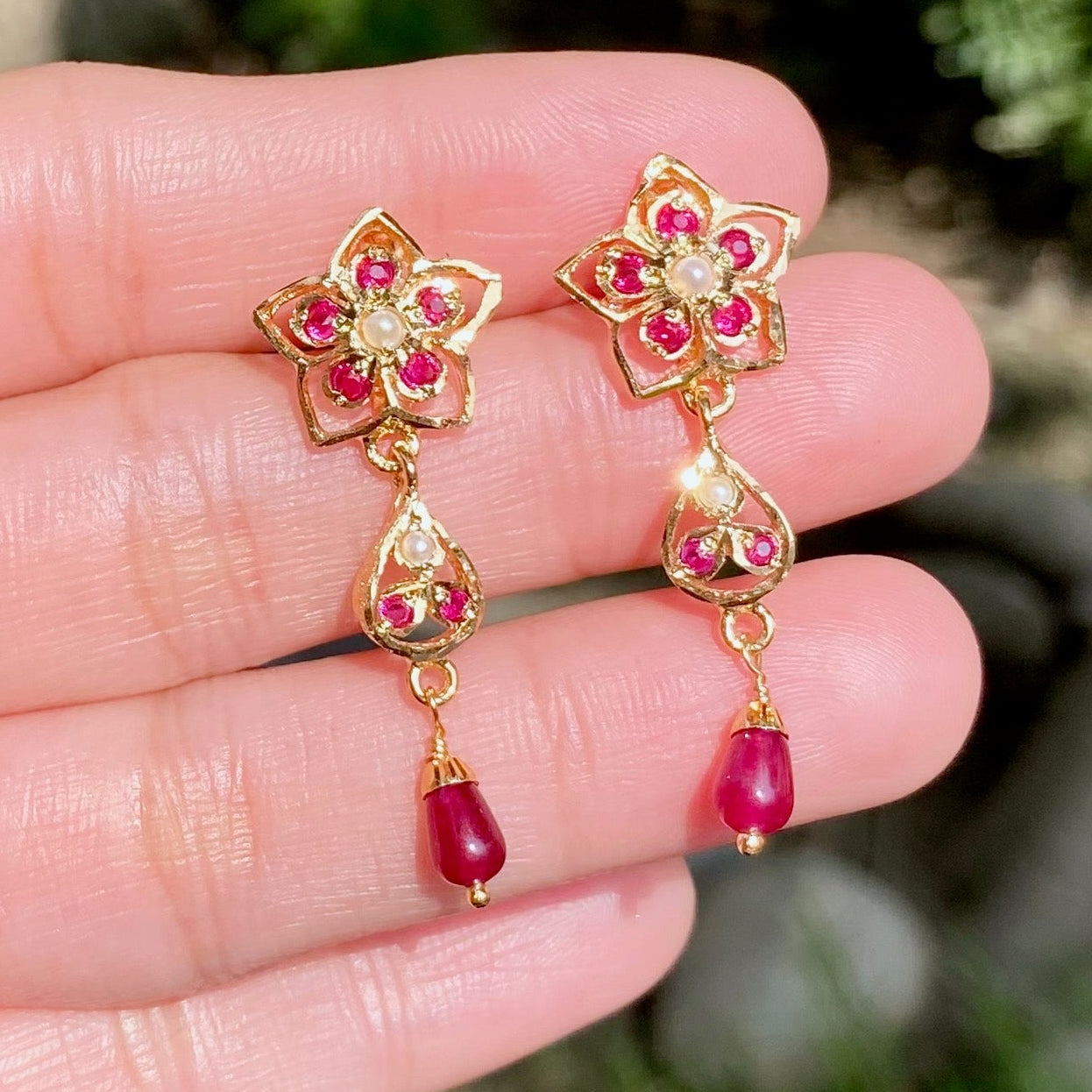 Gold Coated Jadau Earrings | Premium Artificial Jewelry BER 082