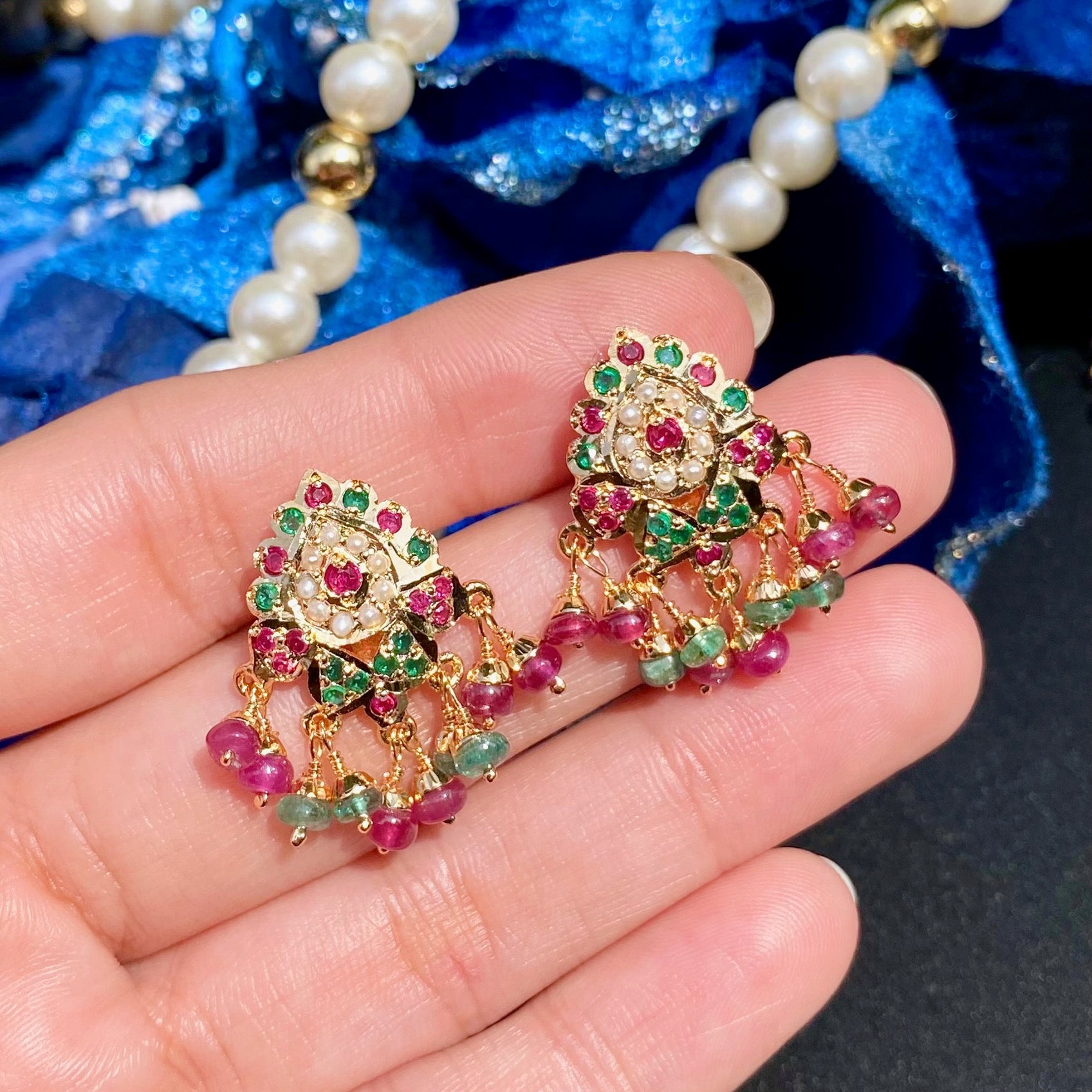 fashion jadau chain necklace set