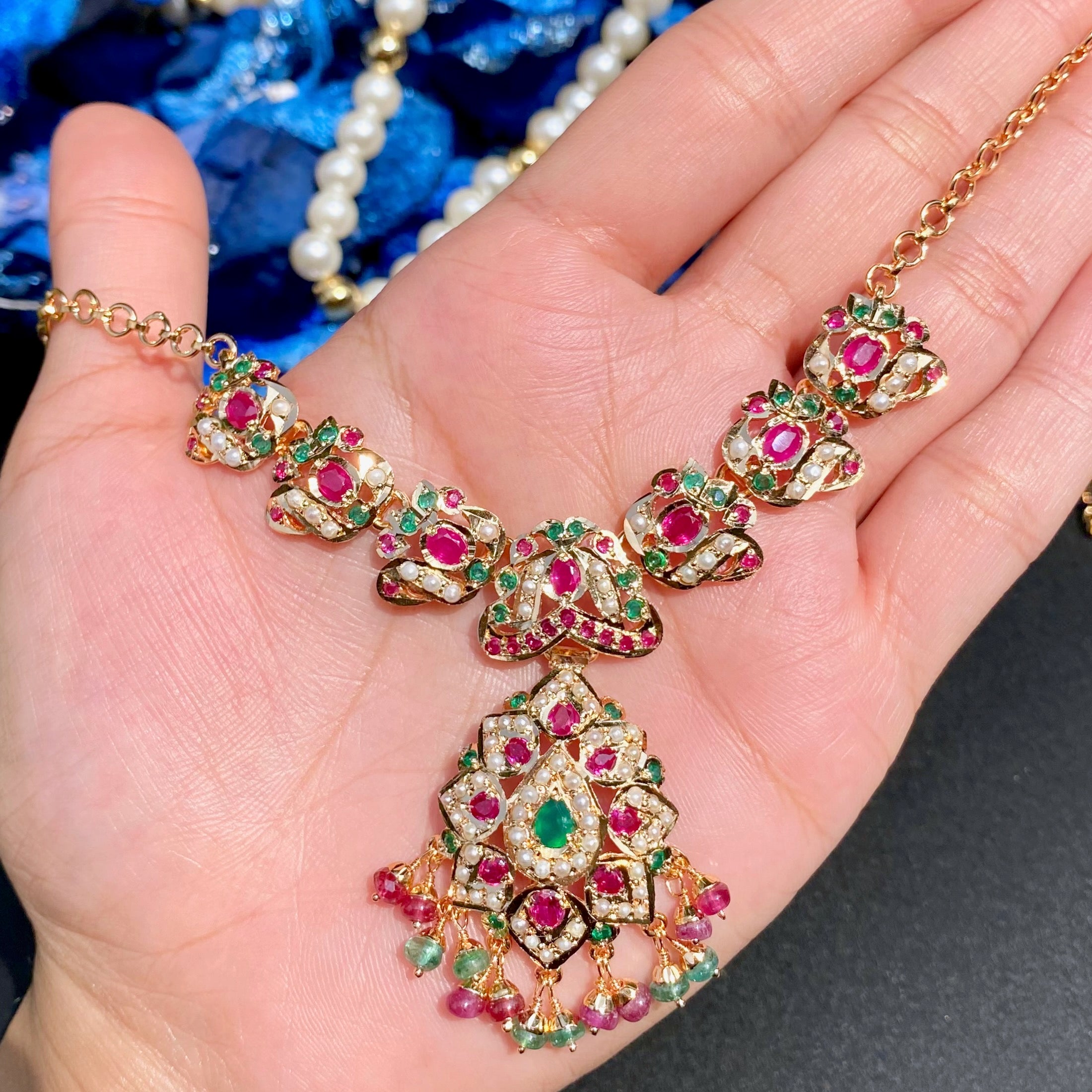 fashion jadau chain necklace set